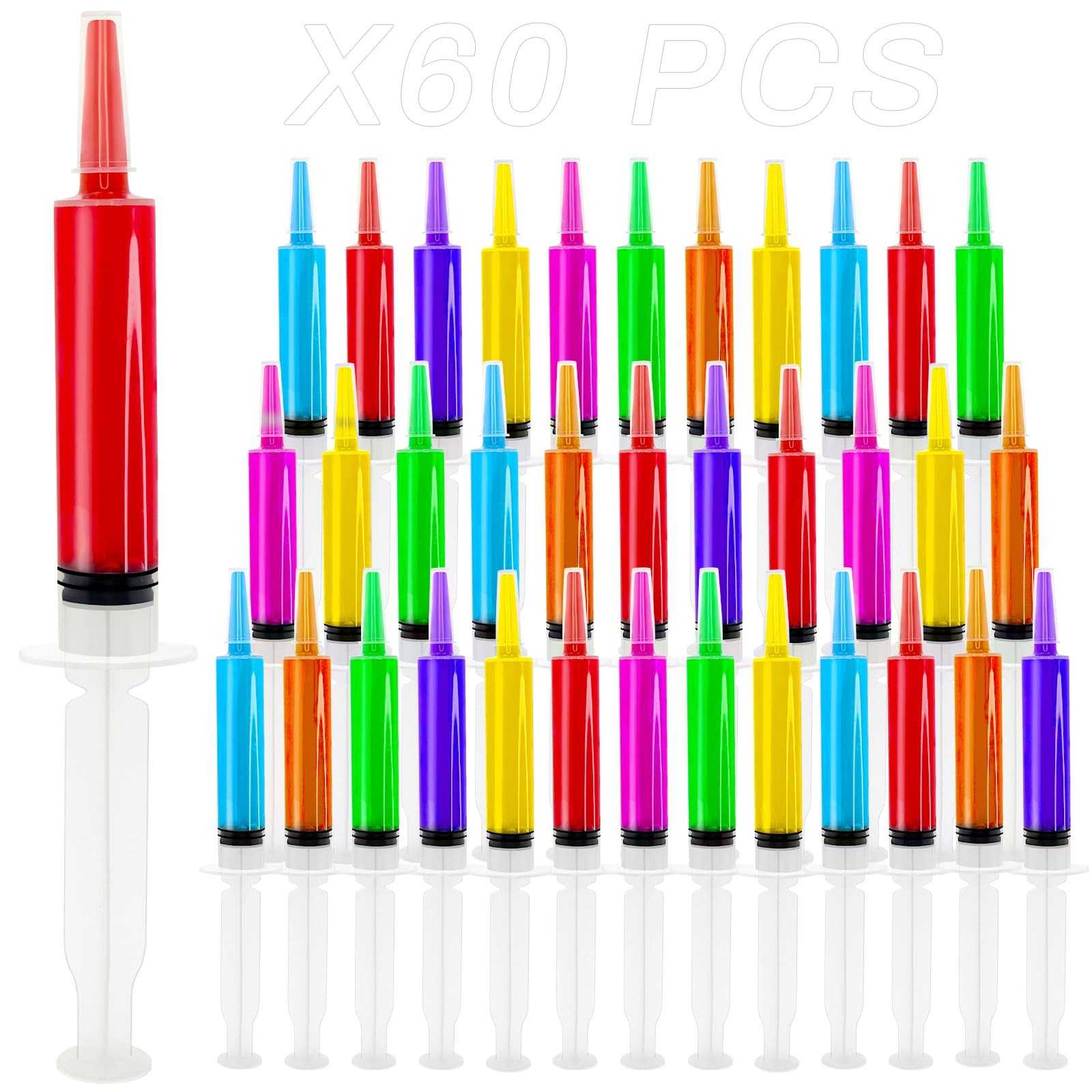 60 Pack Plastic Syringes with Tip Cap, 20ML Liquid Syringe BPA-Free Suringes,