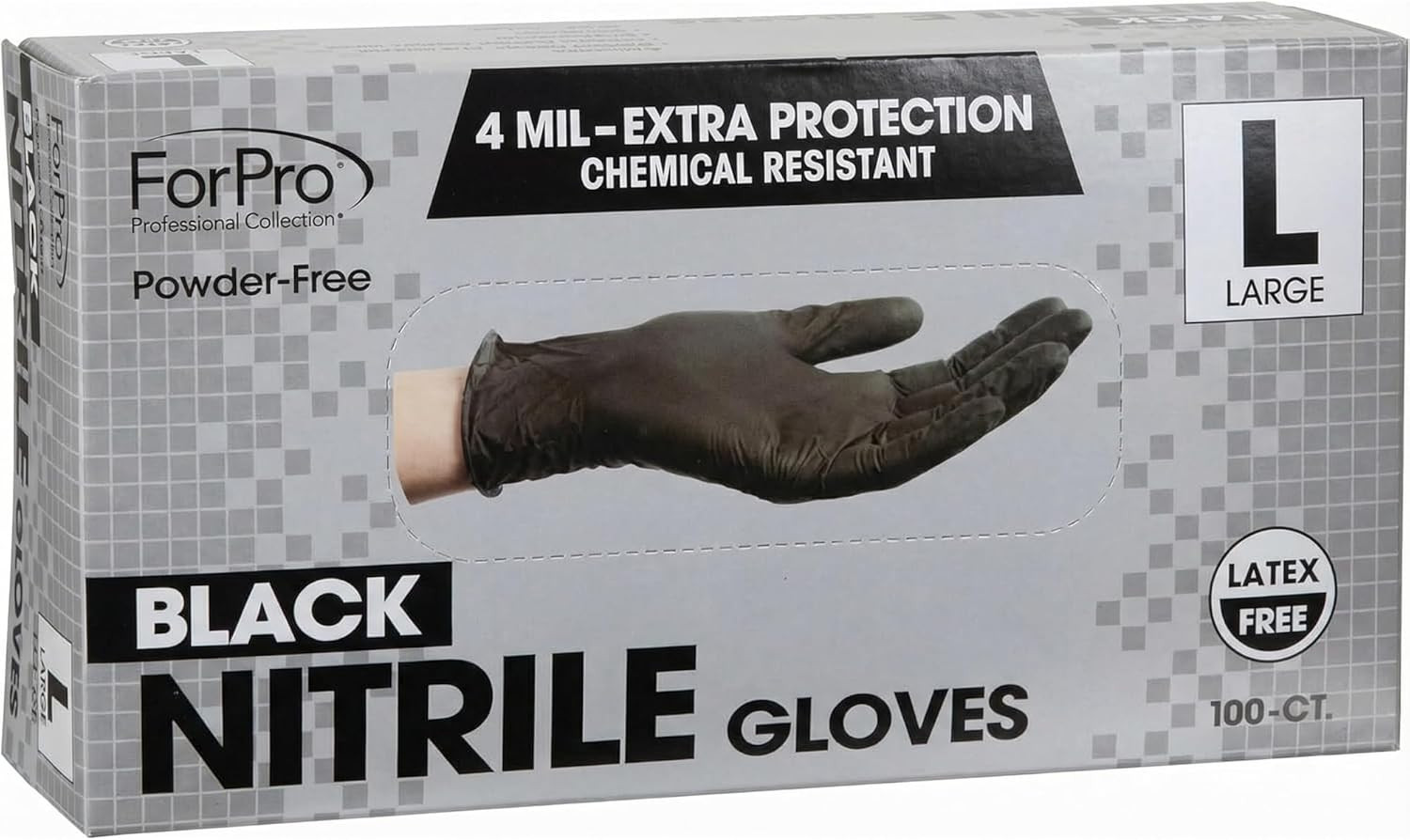 ForPro Disposable Nitrile Gloves, Chemical Resistant, Powder-Free, Latex-Free, N