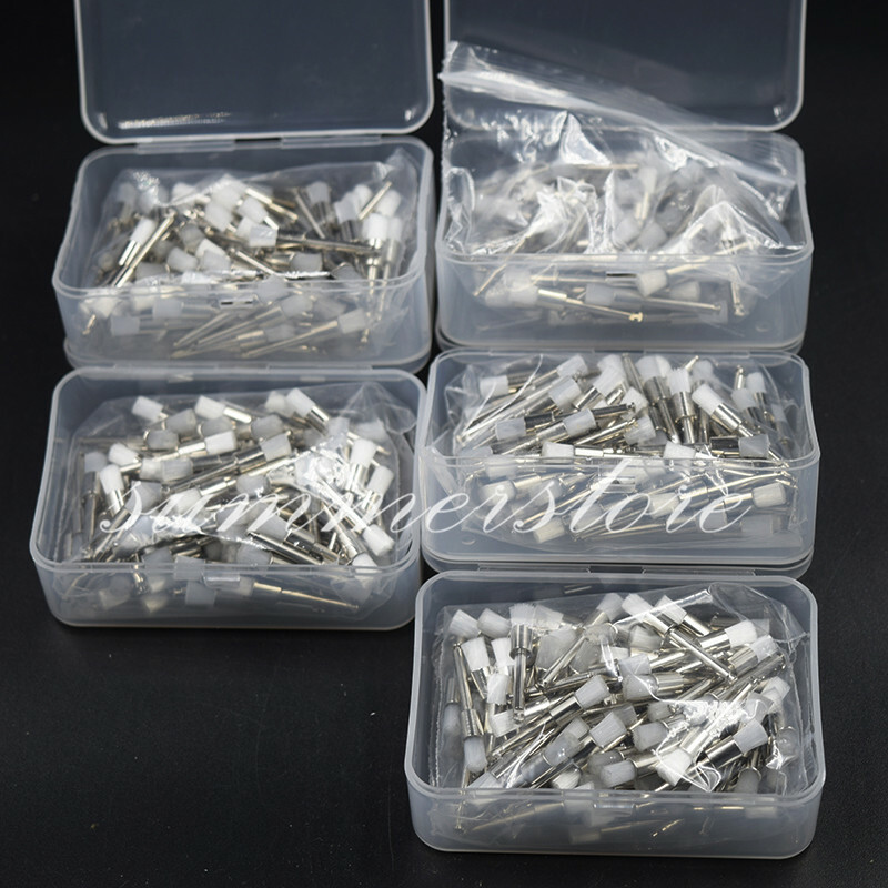 500 Pcs Dental Prophy Nylon Flat White Polishing Brush Latch Polisher 5 Boxes