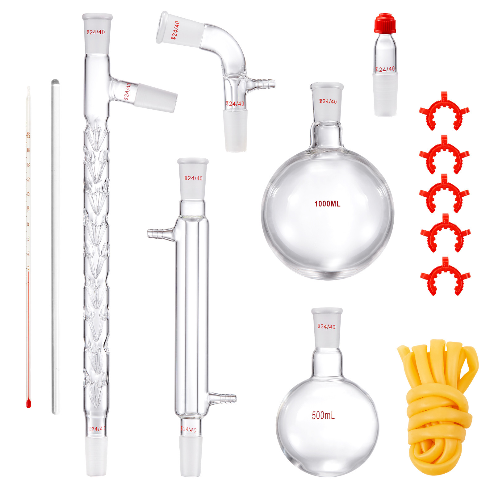VEVOR Lab Glassware Distillation Kit 1000ml 3.3 Boro 14 pcs Glassware Equipment