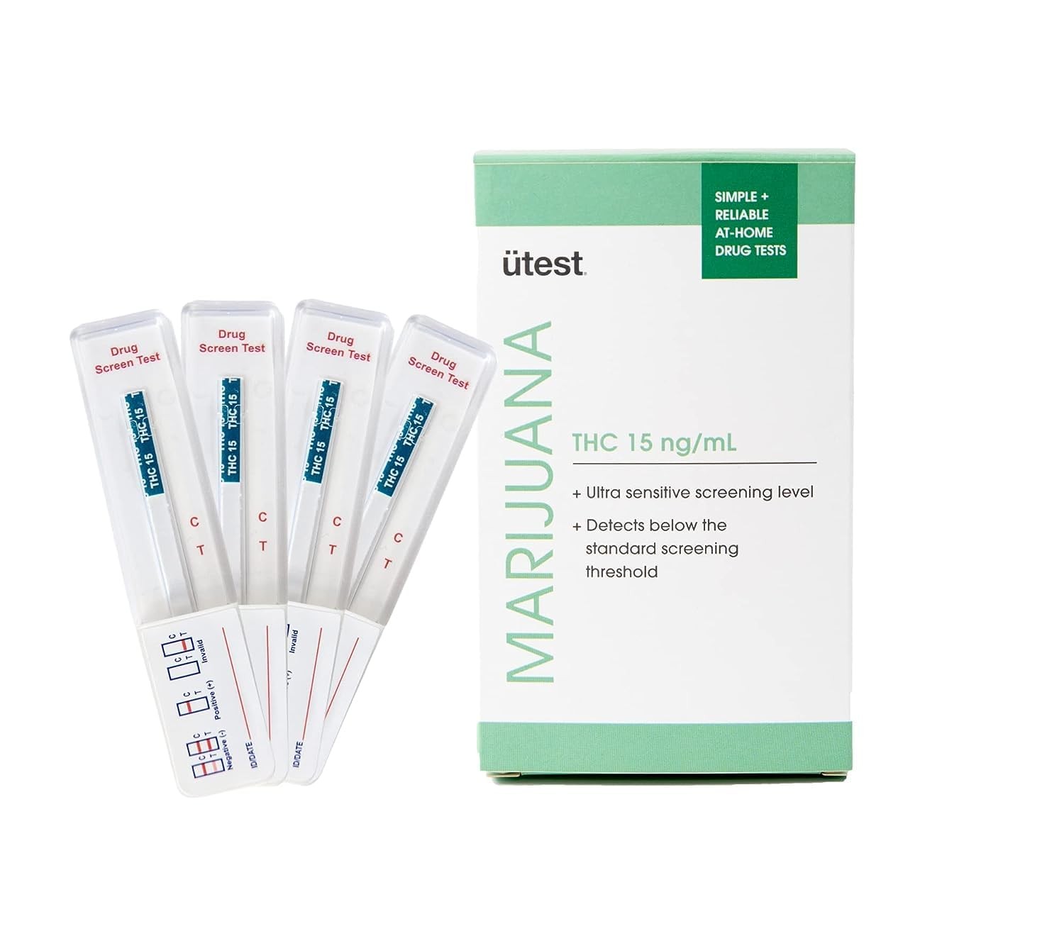 UTest THC 15 ng/mL Home Drug Test Strips – Easy-to-use, 4 Count (Pack of 1)