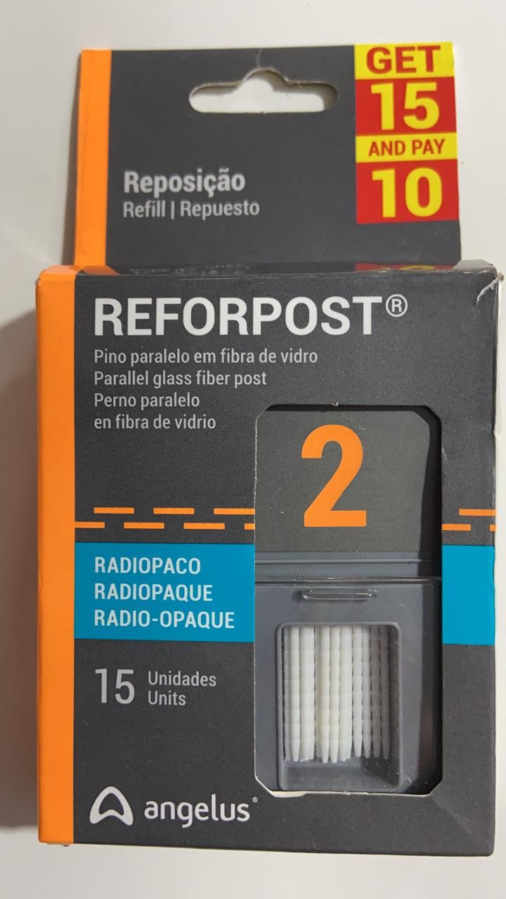 Angelus Dental Reforpost Size 2 Dental Fiber Glass X Ray Fiber Post Pack of 15