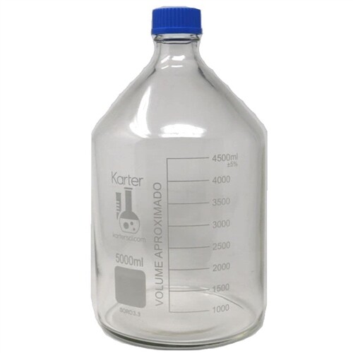 10L Glass Media Bottle, Round, GL45 Screw Cap, Karter Scientific 219K5 (Pack 2)