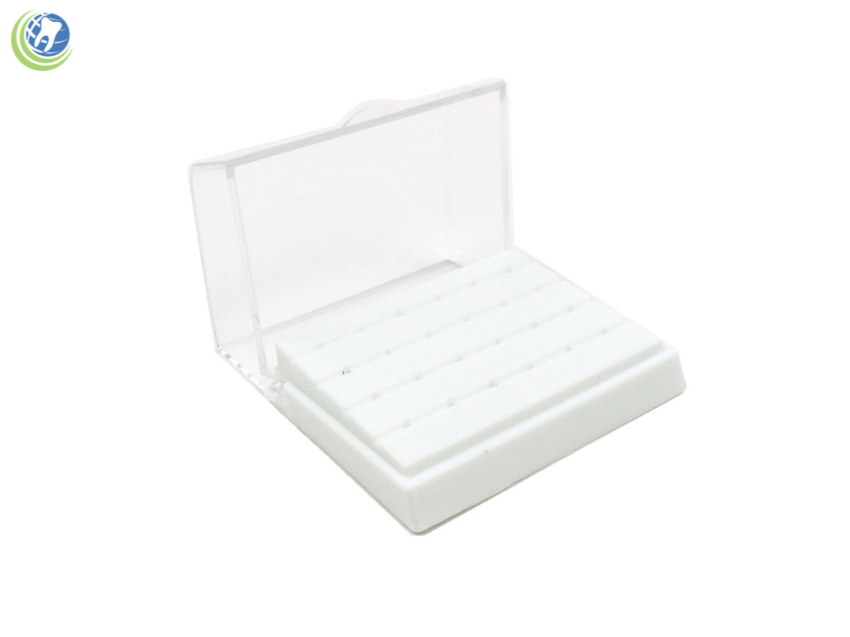 Dental FG Bur Block Holder Station Plastic Holds 24 FG Burs – White 1/16″ Shaft