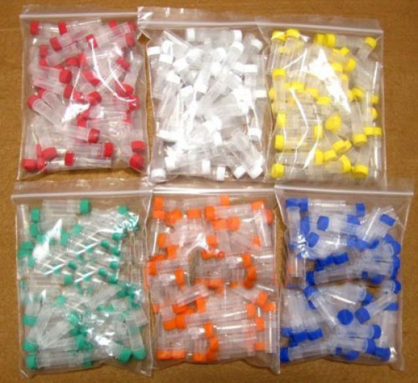 250pcs 1ml Plastic Vials Microcentrifuge Tubes Lab Screw Cap Tube