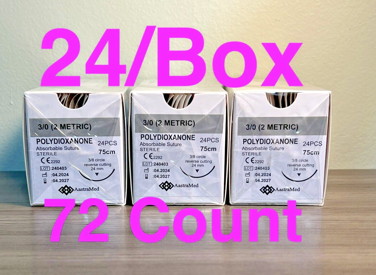 3/0 PDS/PDO 72ct Veterinary Surgical Suture Polydioxanone monofilament Dental