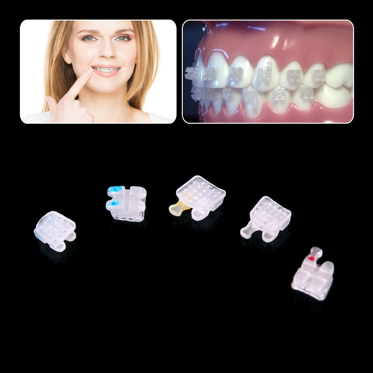 AZDENT Dental Orthodontic Ceramic Brackets Brace Roth MBT.022/018 Hooks 345
