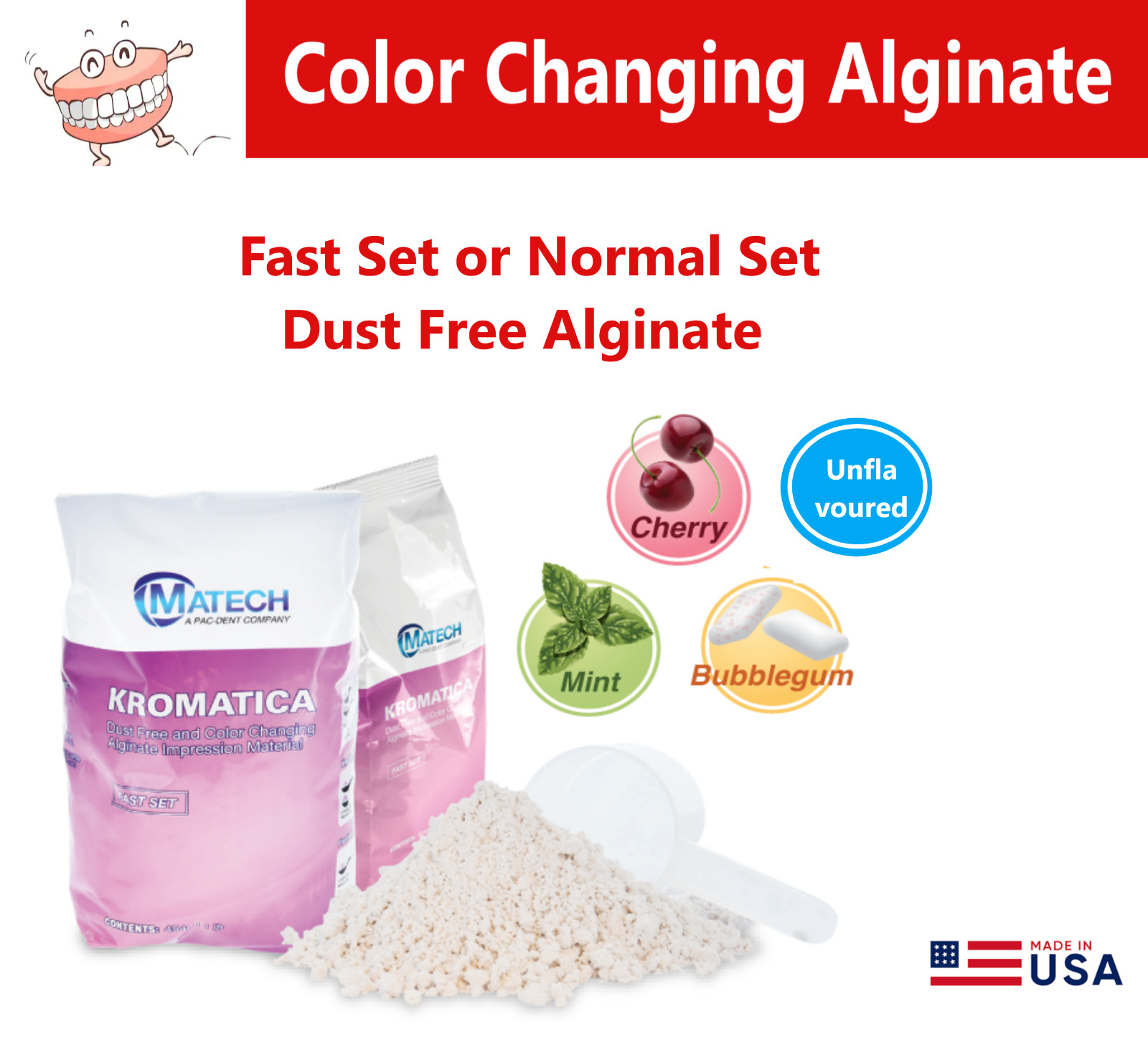 Kromatica Dust Free Alginate 1 Lb Normal Set or Fast Set Impression Alginate USA