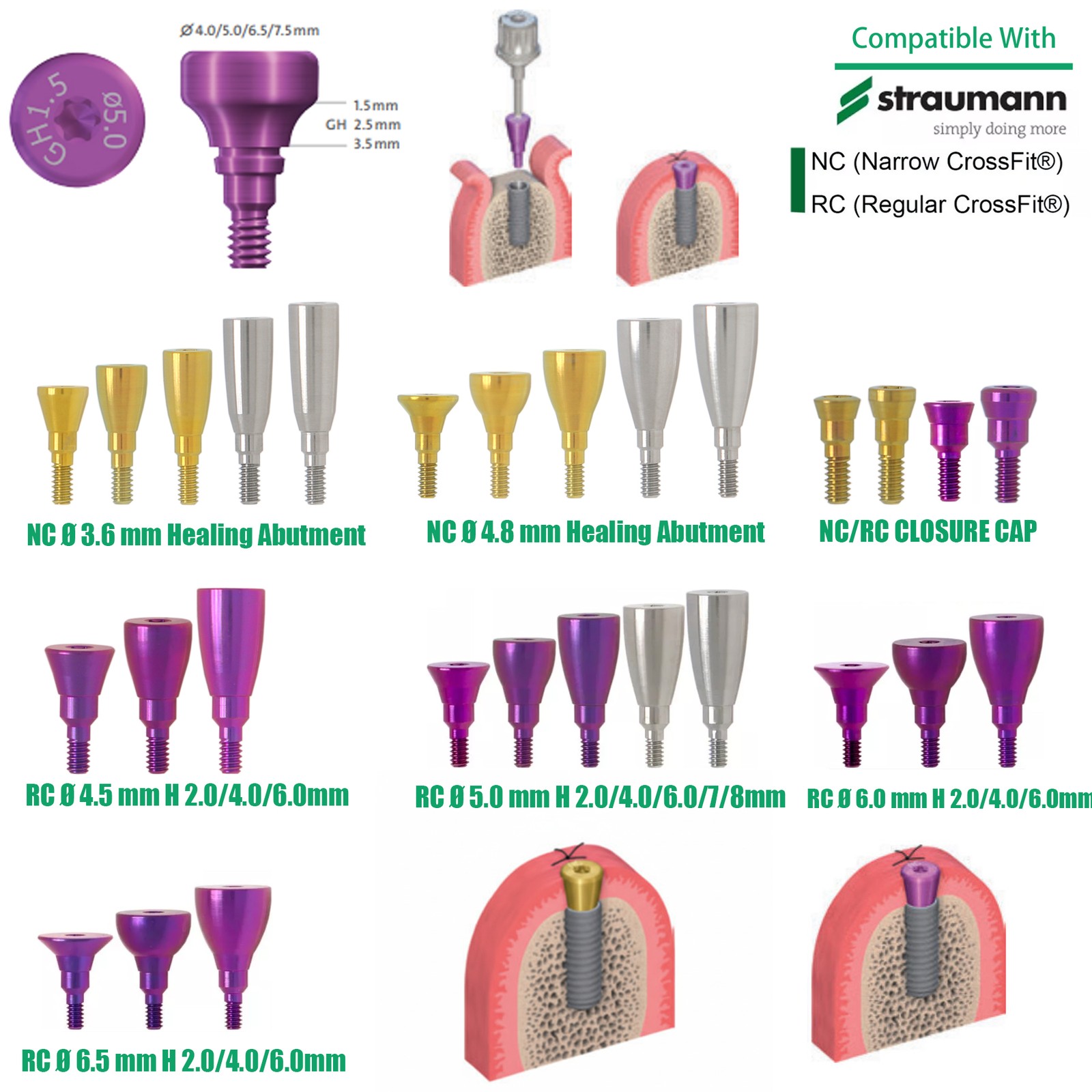 Straumann ITI Implant Accessories Healing Abutment/Scan Body/Analog/Coping NC/RC