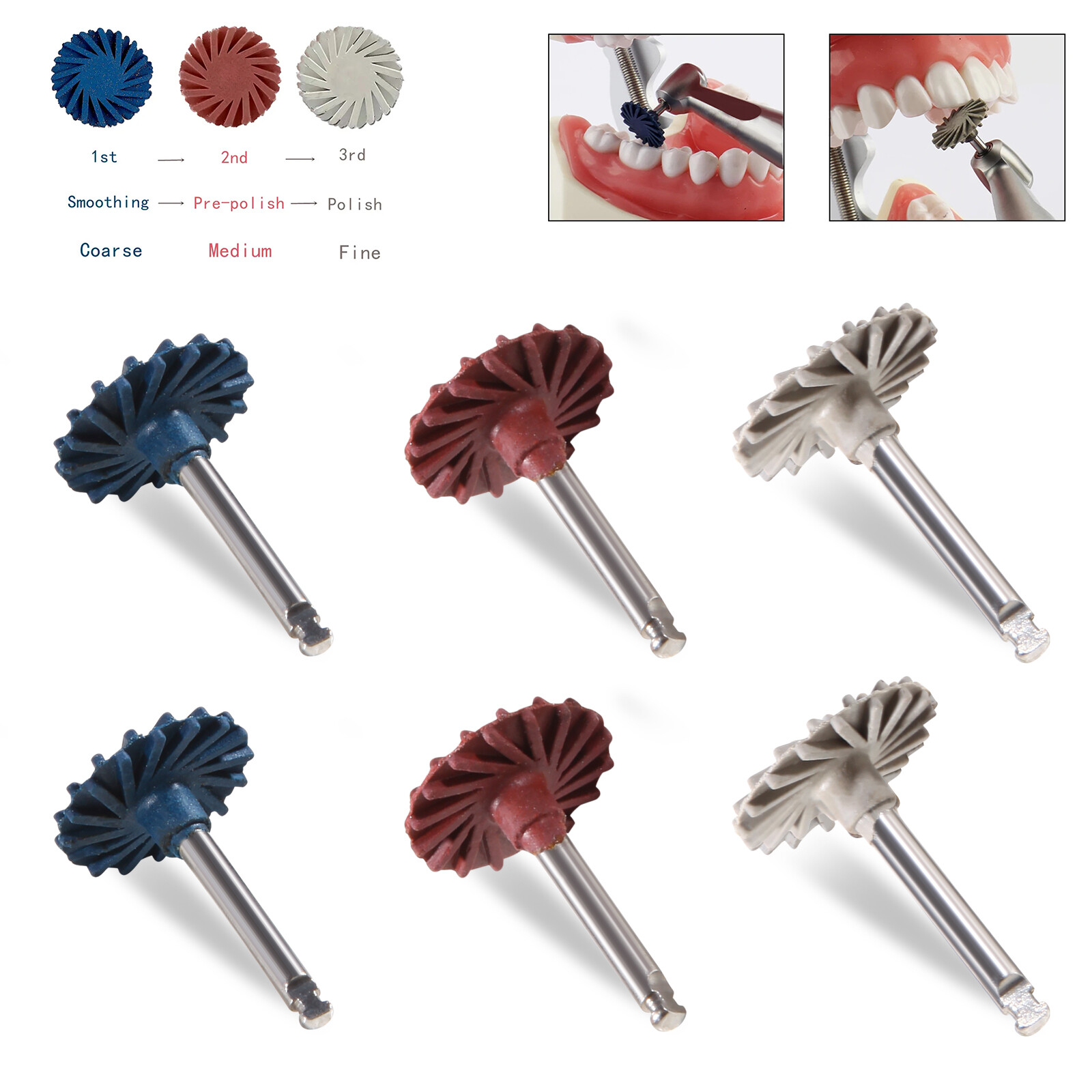 Dental Composite Polishing Kit Diamond RA Polisher Burs For Contra Angle 2.35mm