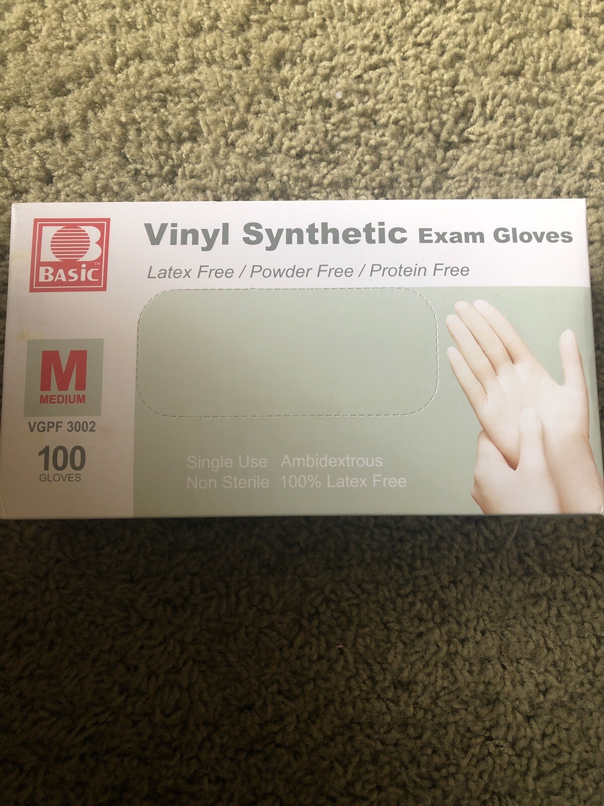 Vinyl Synthetic Exam Gloves Latex Free Powder Free Size Medium 100 Gloves in Box