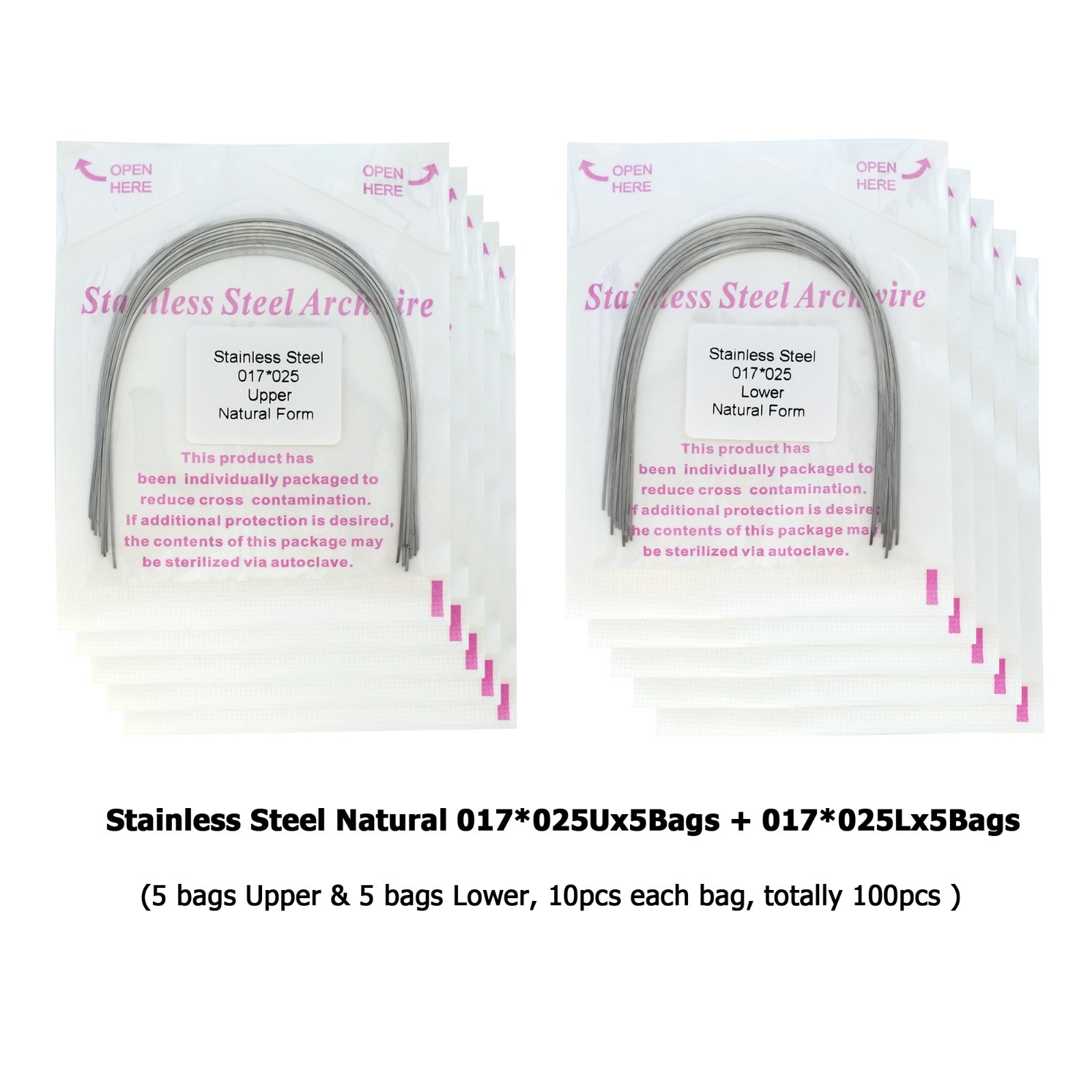 Dental Orthodontic Arch Wire Stainless Steel Natural Form Round Rectangular U L