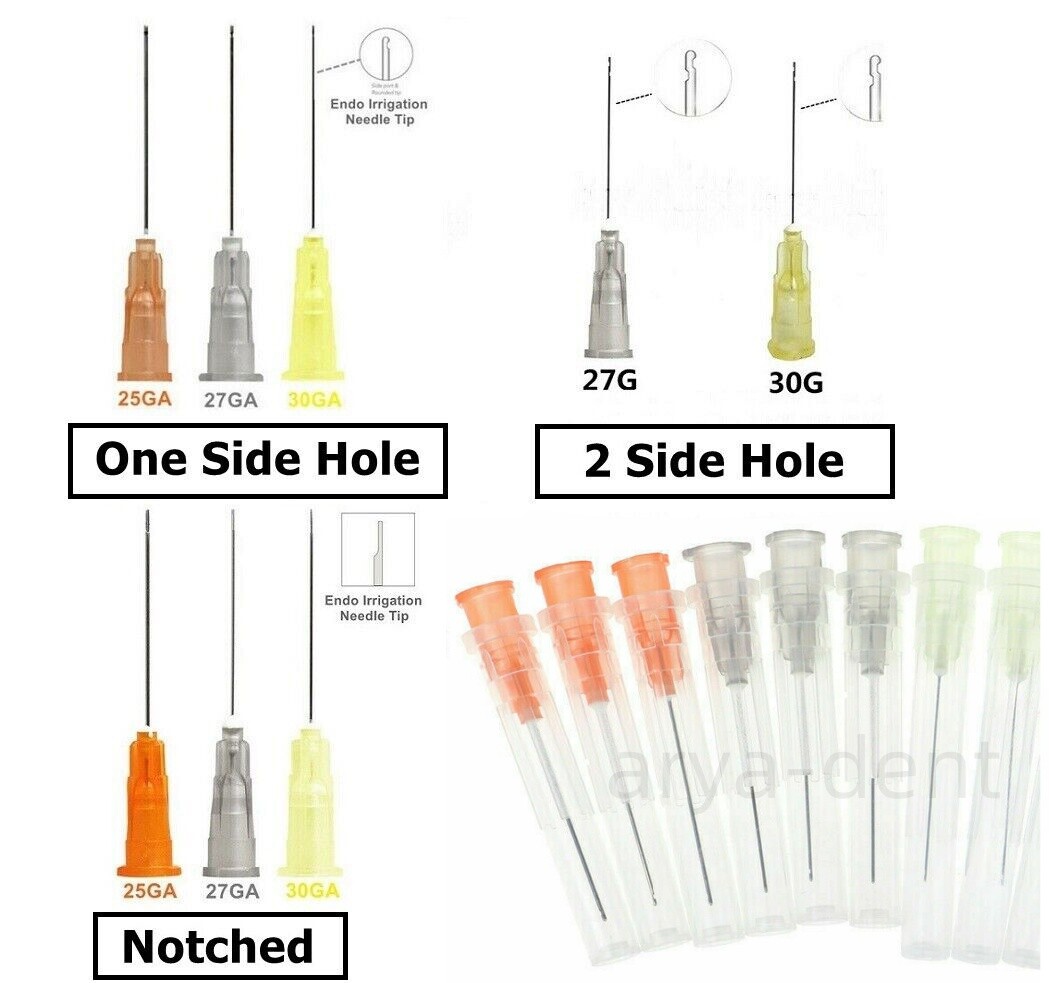 100pcs Dental Disposable Tip Endo Irrigation Needle Syringe Tips 25GA/27GA/30GA