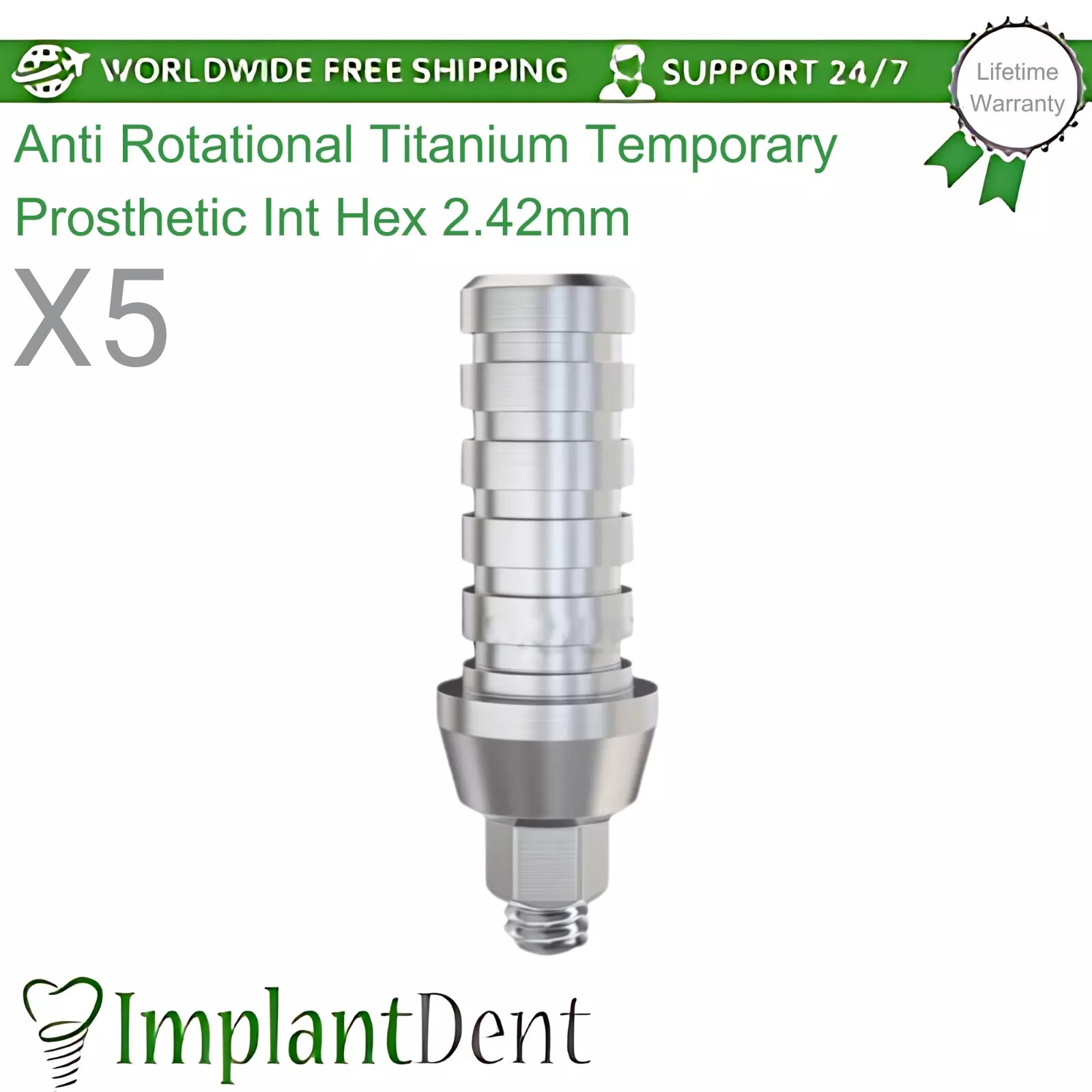 5x Anti Rotational Temporary Prosthetic Dental Fixture Int Hex