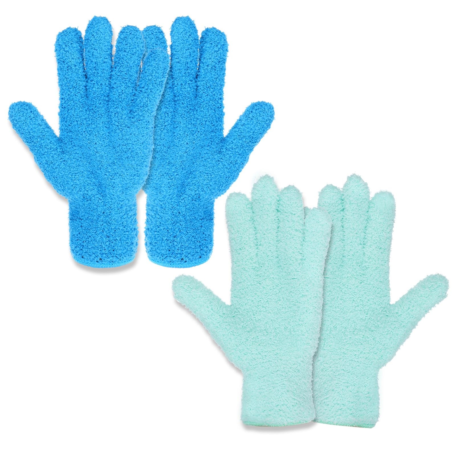 2 Pairs Microfiber Dusting Gloves Reusable Cleaning Gloves for Plants Car