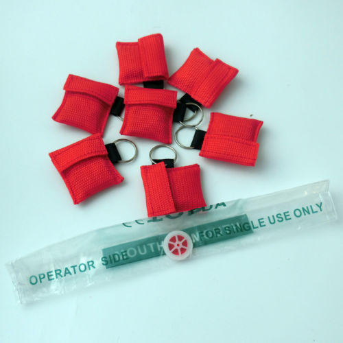 100 pcs CPR MASK WITH KEYCHAIN CPR FACE SHIELD AED FIRST AID TRAINING Red
