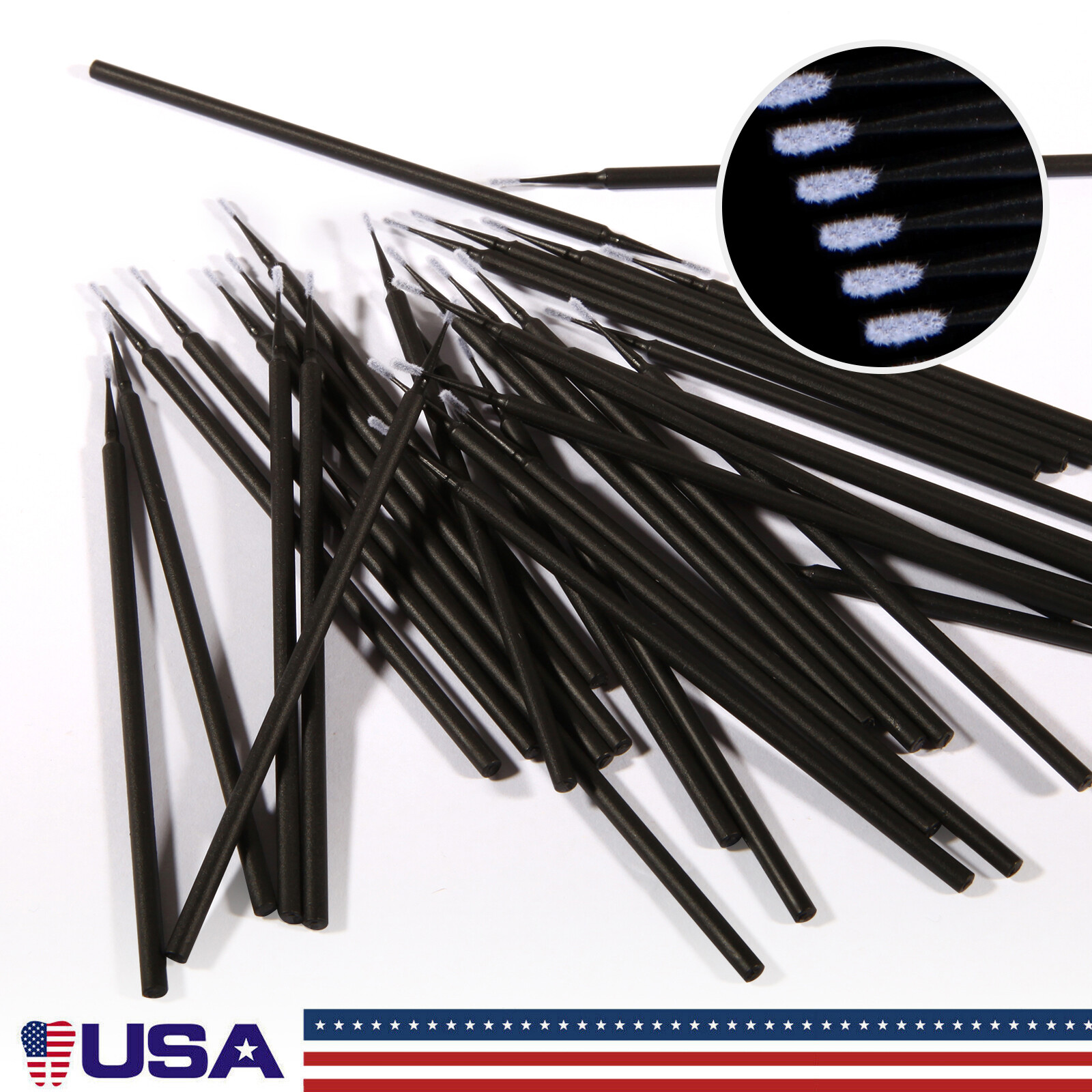 Dental Microbrush Disposable Applicators Tips Micro Brush size 1.2mm black SS