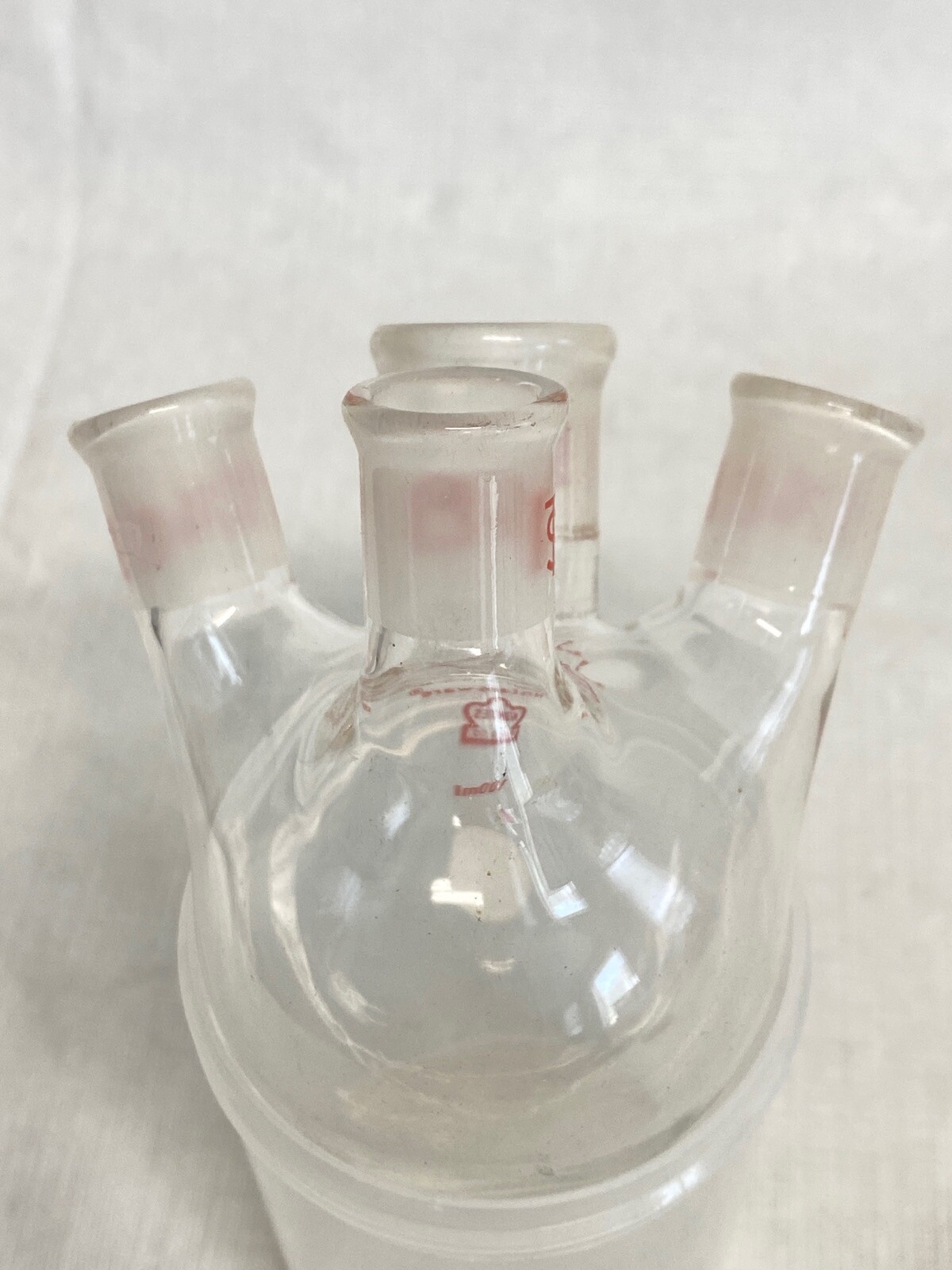 KONTES Bantam-Ware Glass 100mL 14/20 19/22 4-Neck Angled Round Bottom Flask