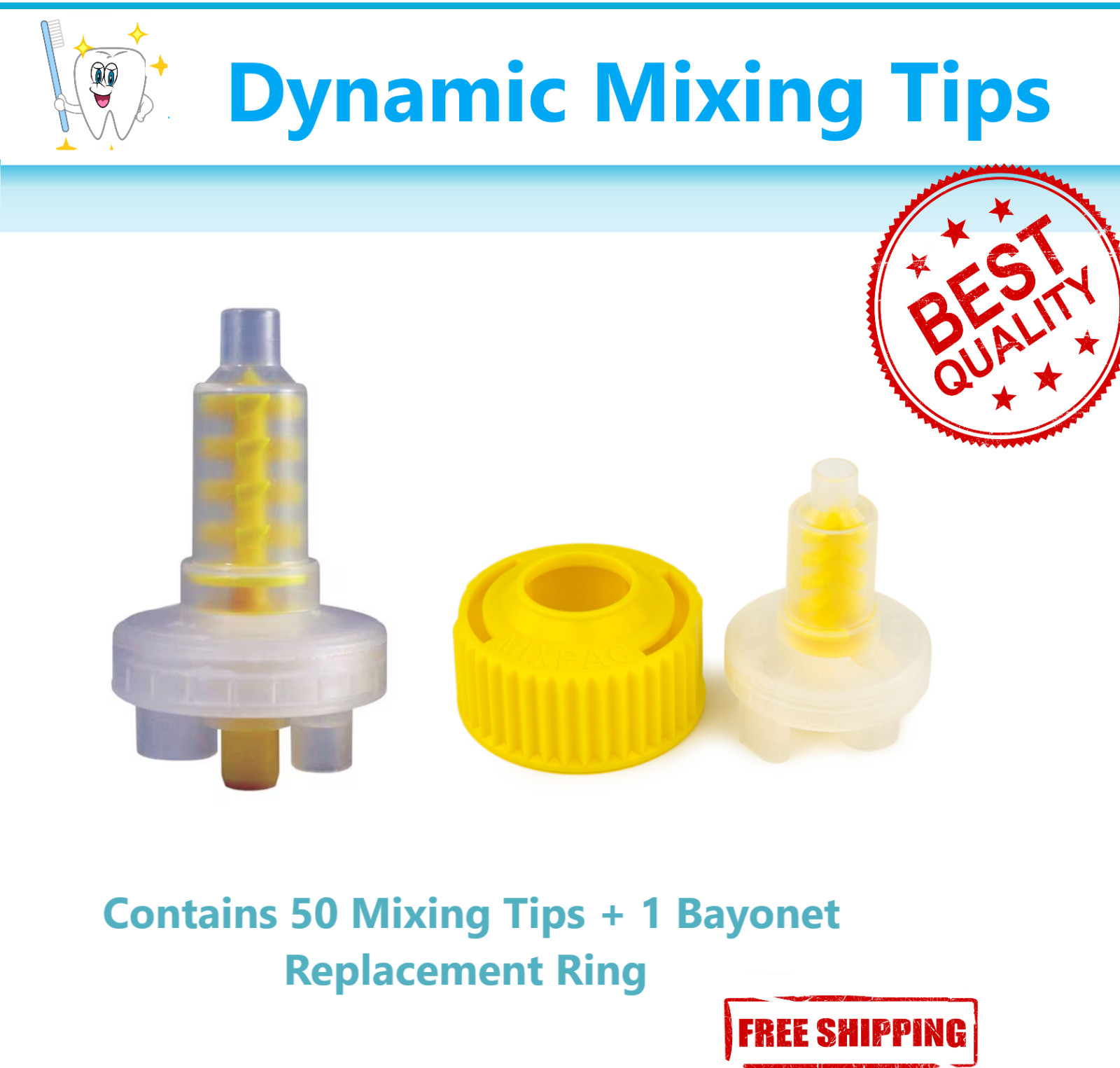 Dental Dynamic Mixing Tips for Automated Impression machine Yellow Tips 50/Bag