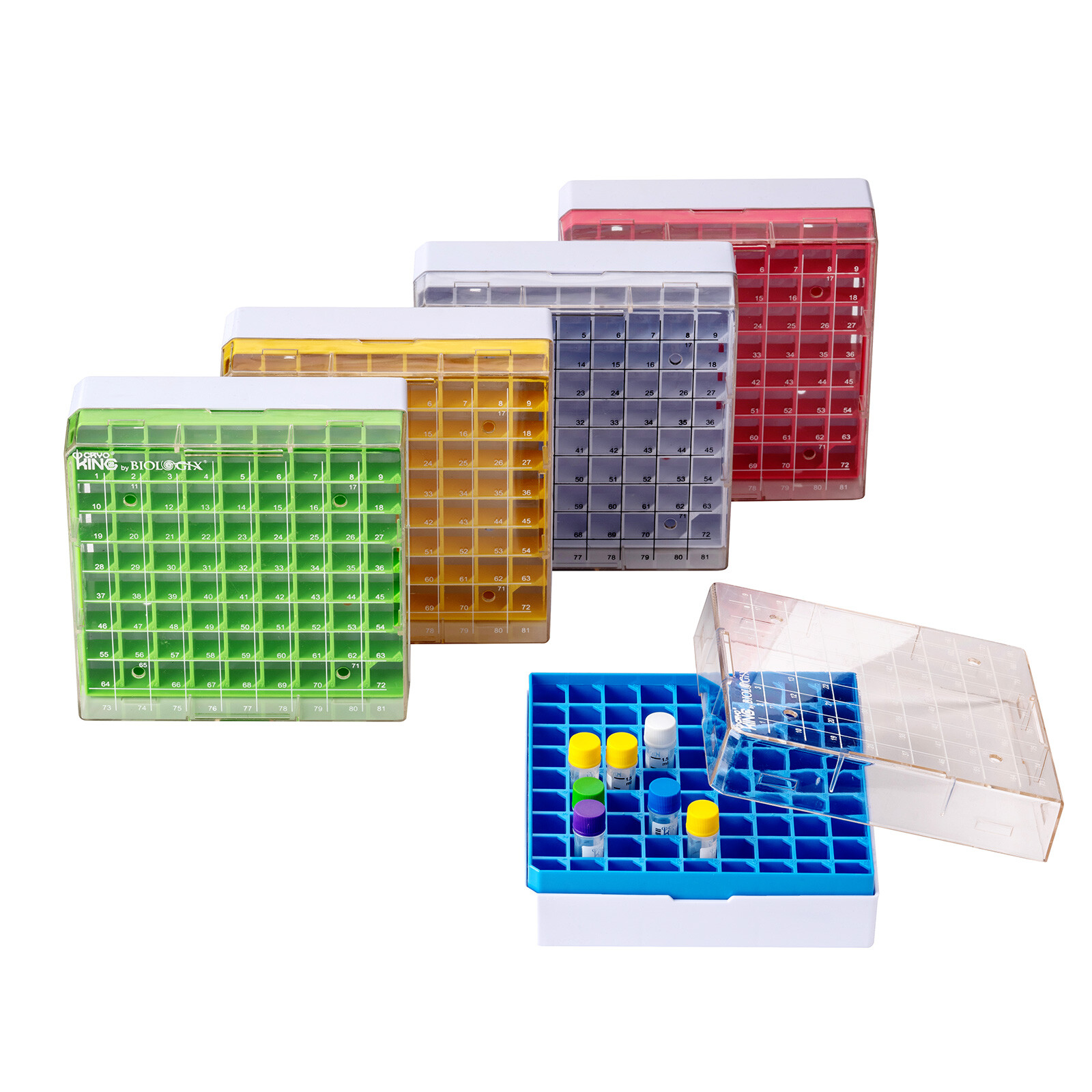 81/100-Well PC Cryogenic Boxes, Freezer Boxes for Sample Storage, Assorted color