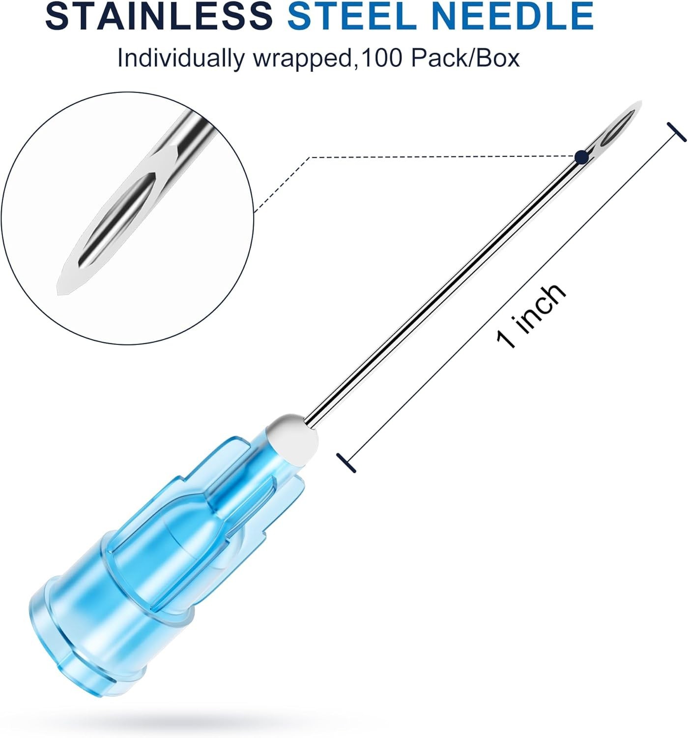 100 Pack 3ml Syringes 23g, 1.0 Inch Luer Lock Syringe Individually Packag