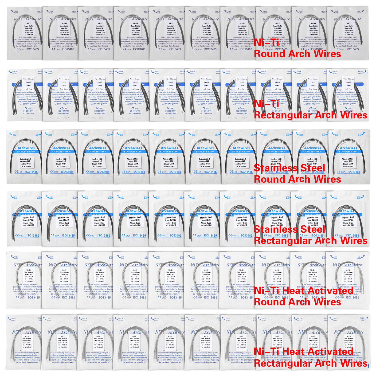 Dental Arch Wire Super Elastic Niti / Stainless Steel Round / Rectangular Rs