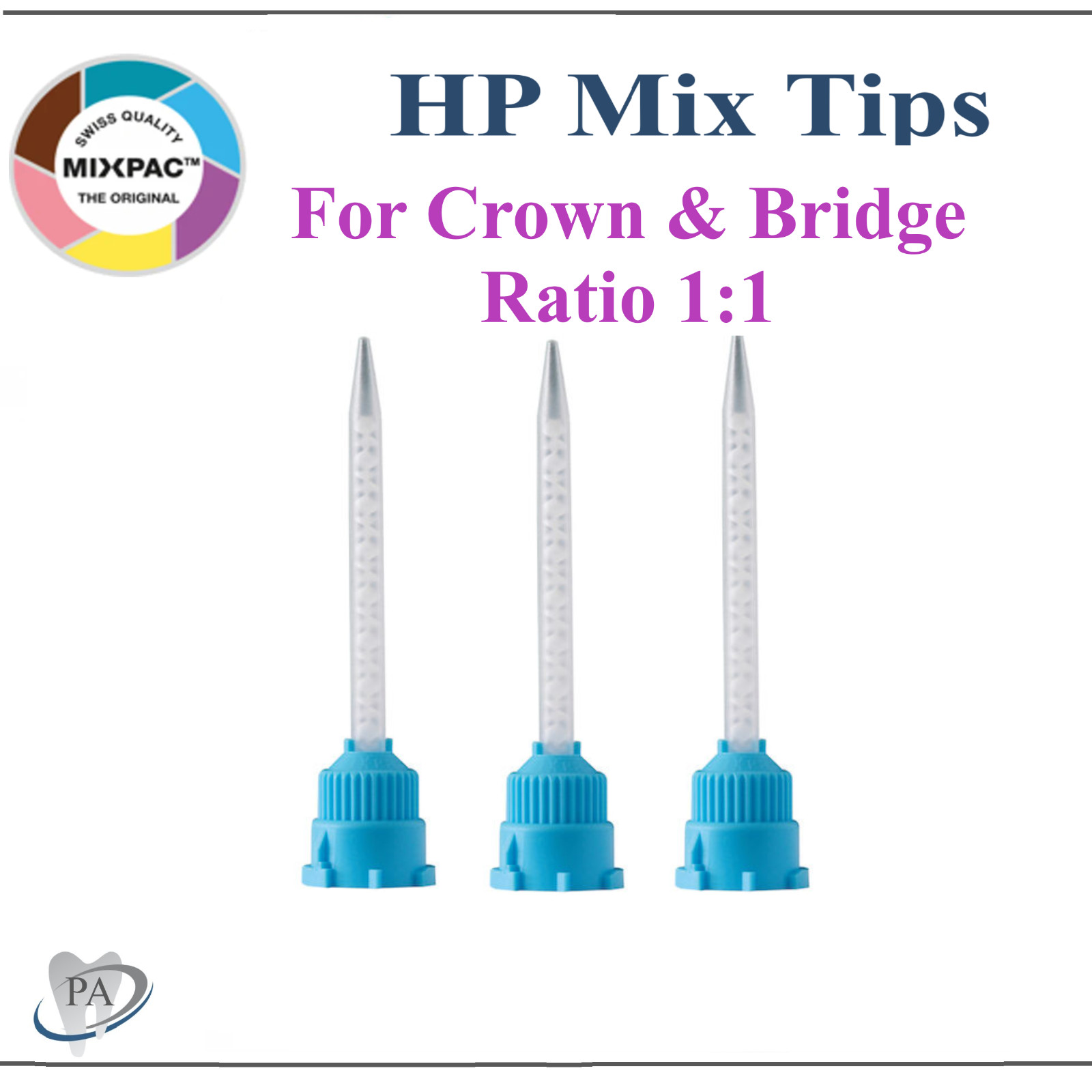 Dental Blue HP Tips Crown and Bridge Mixing Tips 10:1 Blue, MIXPAC Upto 100/Bag