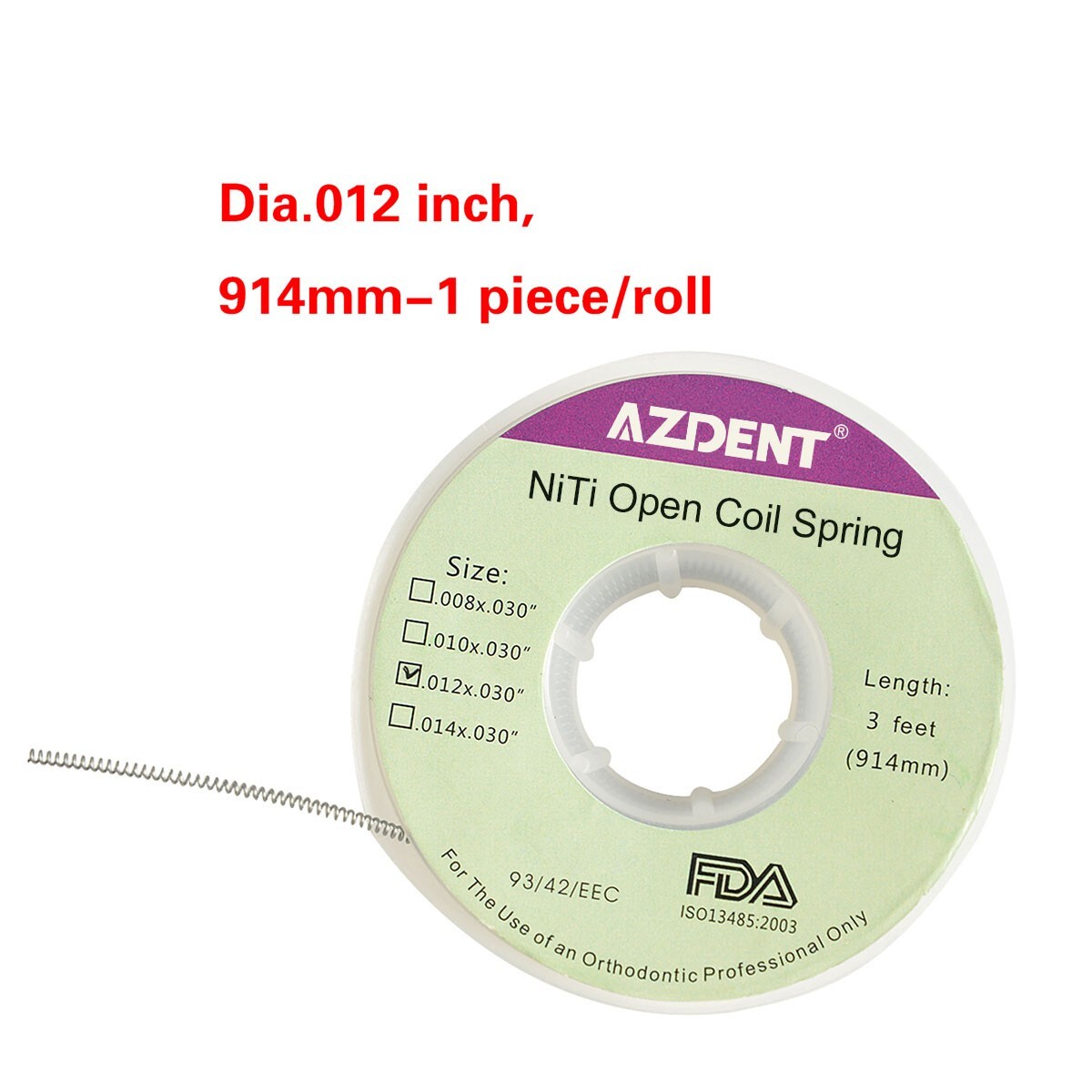 1Pc AZDENT Dental Orthodontic Niti Open Coil Springs Dia.012 inch, 914mm/3 Feet