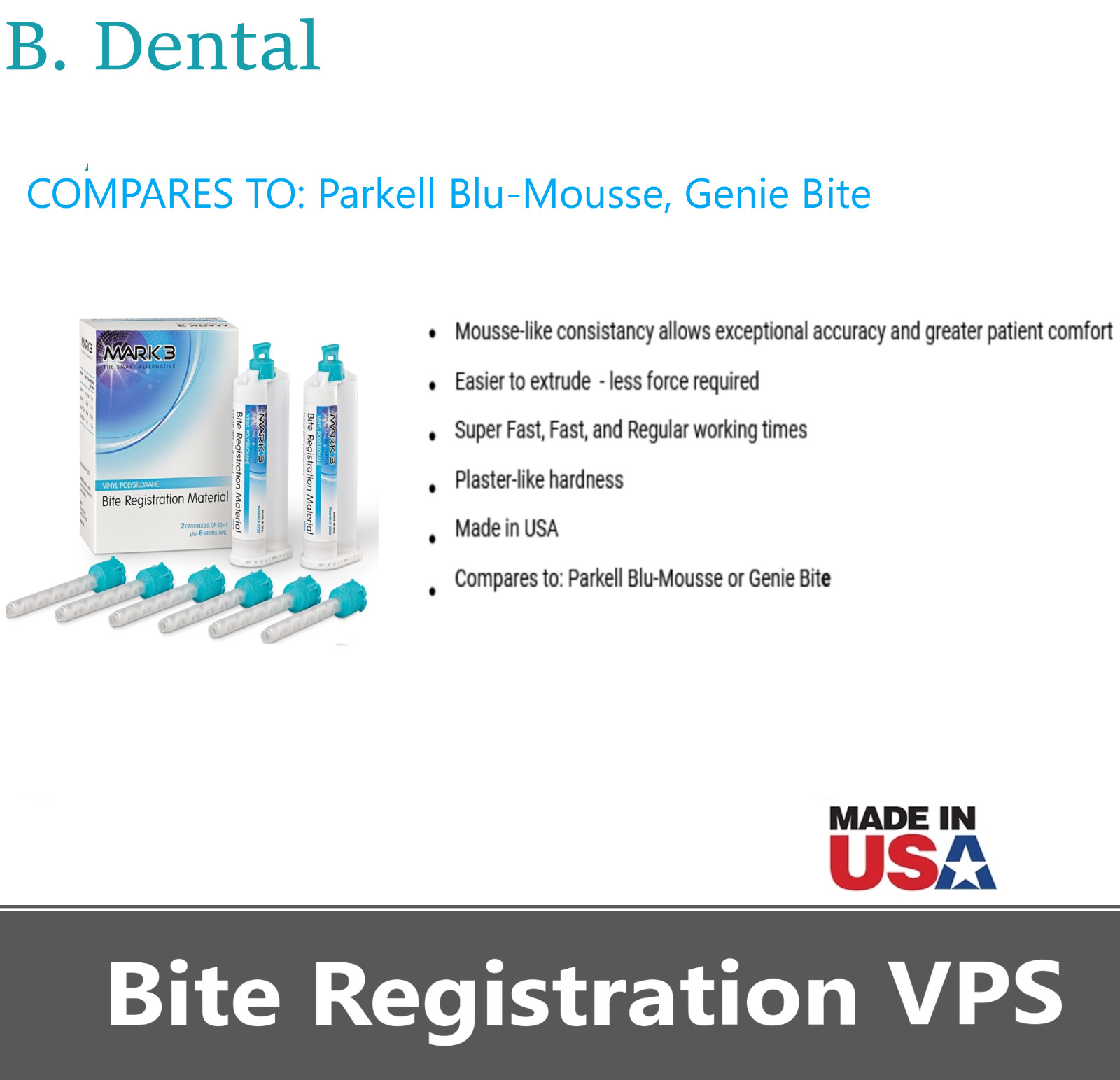 MARK3 Bite Registration Material CLEAR BITE w/ Tips Fast Set 50mL Box/2 #0222