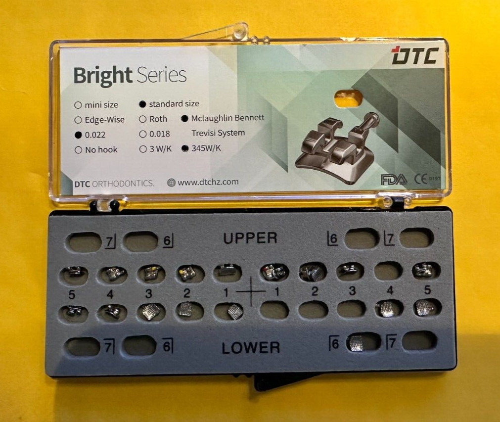 FDA Bright series Standard MBT brackets, 345 with hooks. 0.022. 10 SETS.