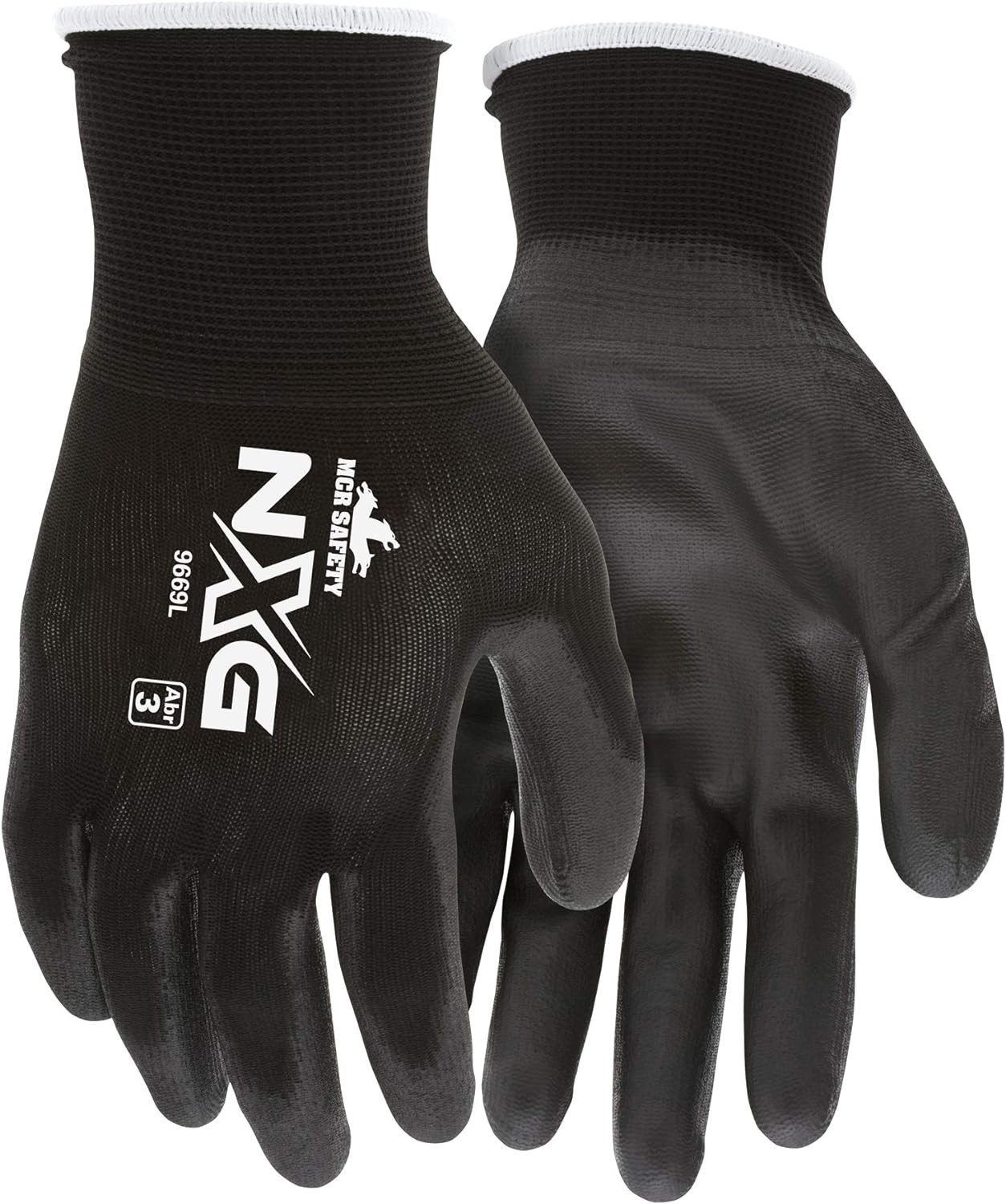 Nylon Knitted Shell Memphis Gloves with Black PU Dipped Palm and Fingers, Bla…