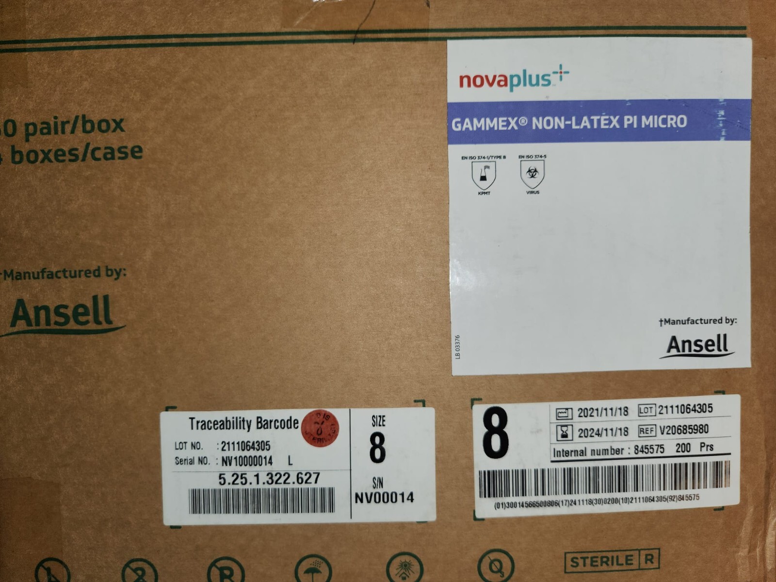 Ansell Gammex PI Micro Size 8 Powder-Free, Non-Latex (V20685980)