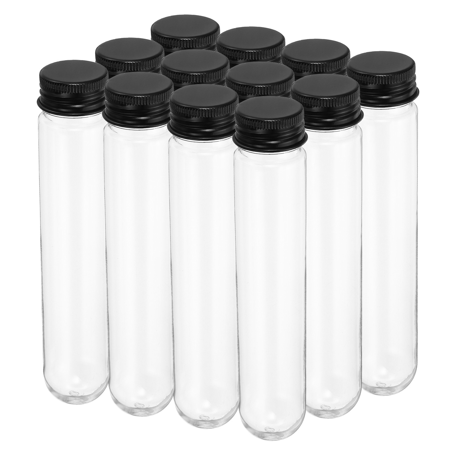80ml Plastic Test Tubes with Screw Caps, 12Pcs 156x30mm Tubes, Black