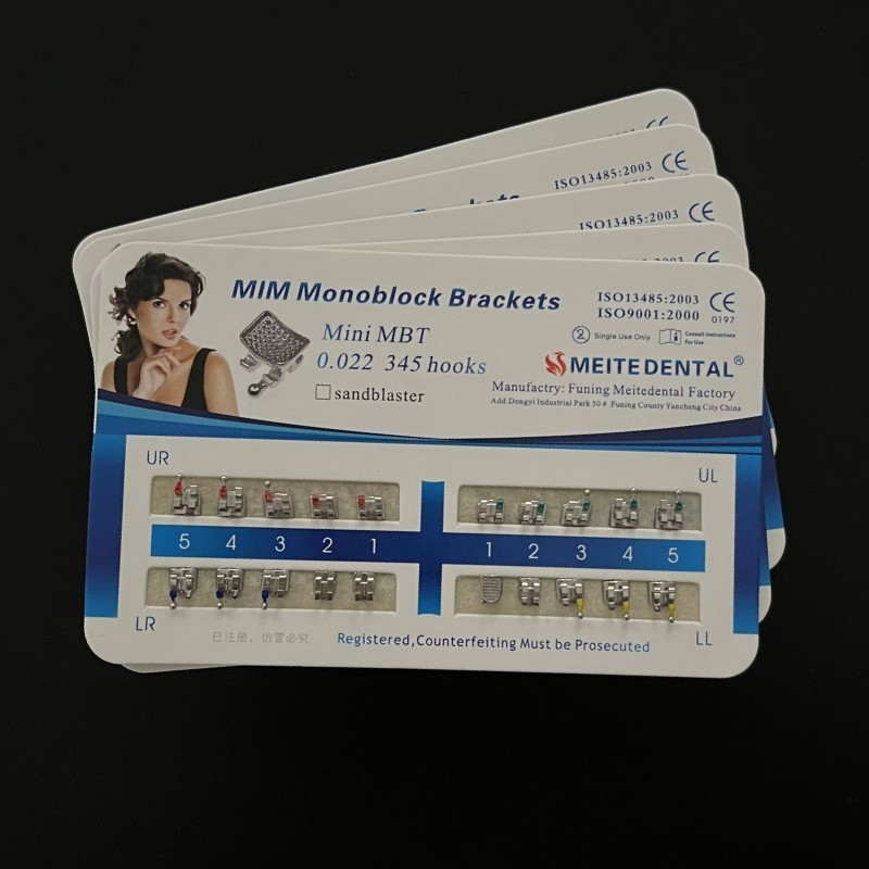 10 Sets Dental Metal Brackets MIM Monoblock Mini MBT 022 345 hooks Mesh Base