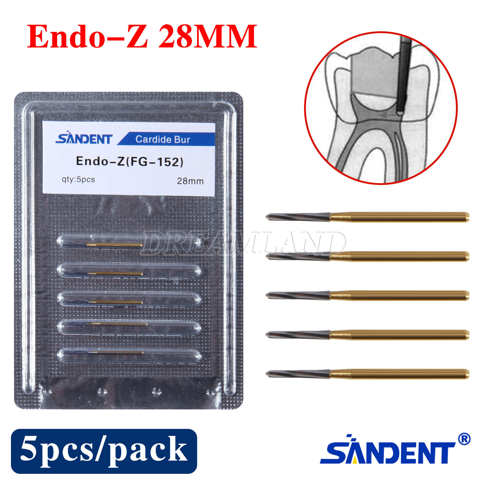 1-10 pack Dental Drill Carbide Tungsten Steel Trim Finishing FG ENDO-Z Burs 28mm