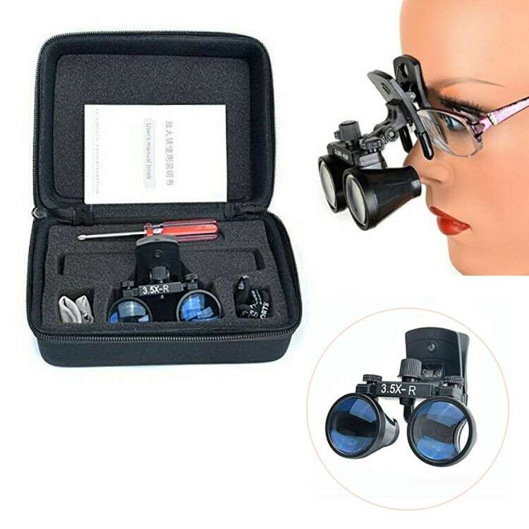 3.5X-420 Dental Binocular Loupe Compound Optic Clip-on Magnifier with Bag DY-110