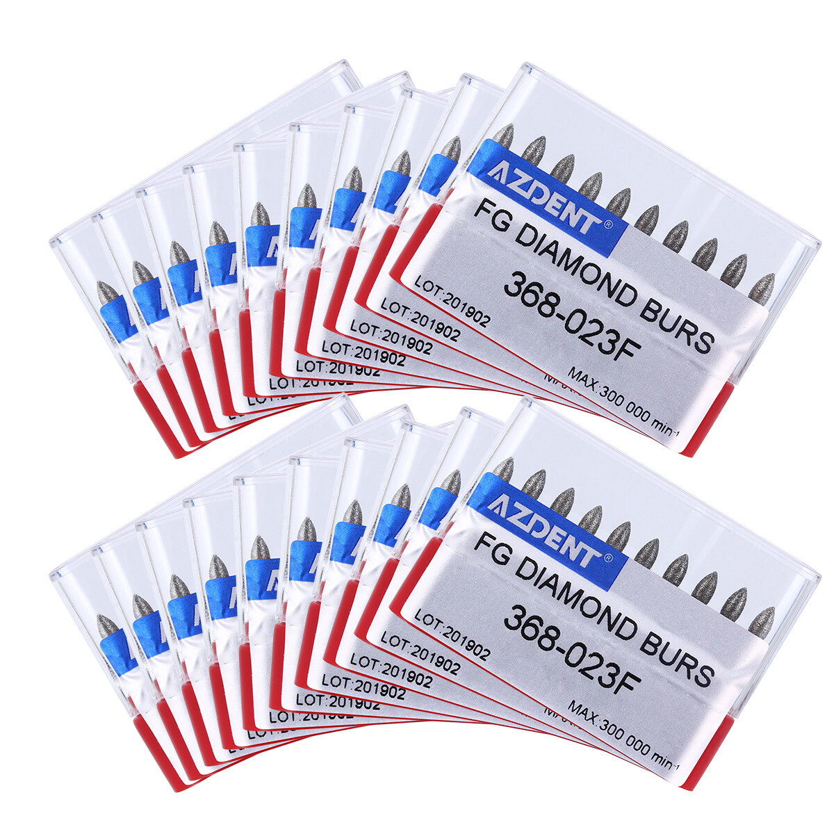 10Box AZDENT Dental Diamond Polishing Burs Football Fine #368-023F RED 10pcs/box