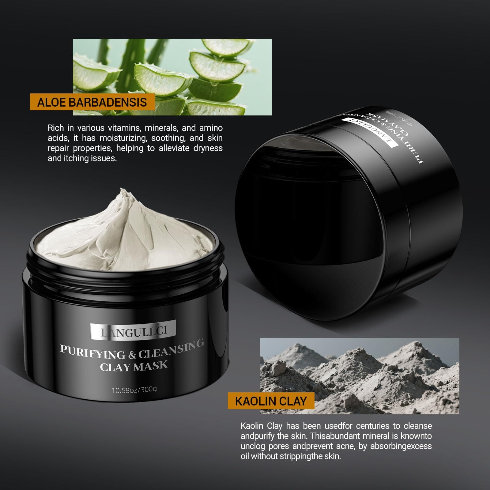 Clay Mask & Mud Face Mask – Purifying Kaolin Clay Mask, Blackhead Remover & Oil