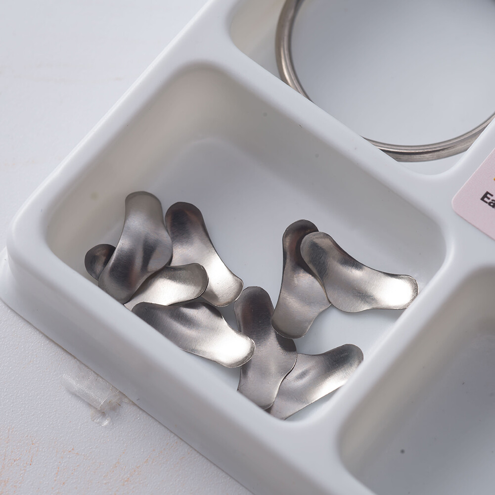 100Pcs Dental Matrices Kit Matrix Sectional Contoured Metal 50 μm & 2 Ring Delta