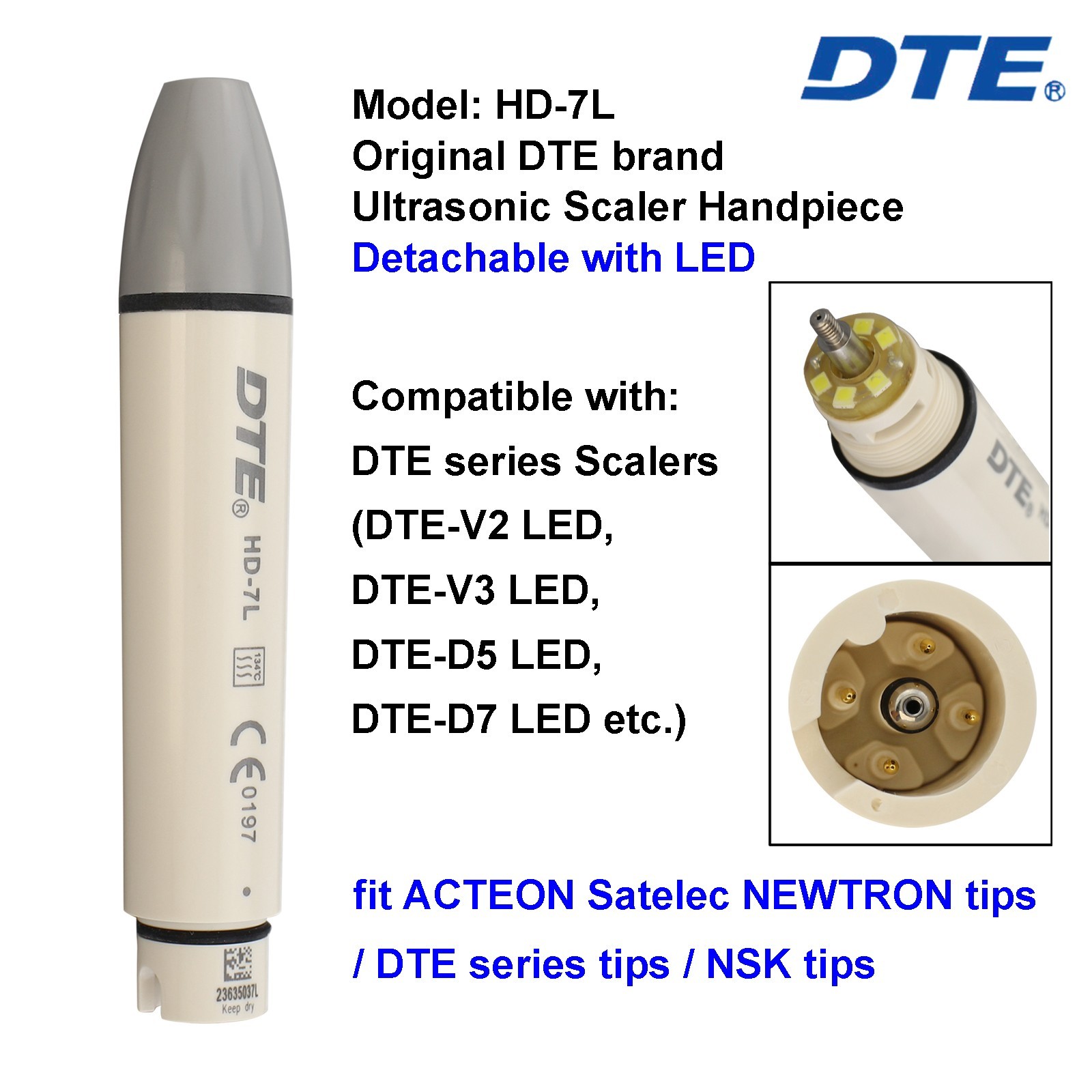DTE Dental LED Scaler Handpiece HD-7L Woodpecker Ultrasonic Endo Perio Piezo Tip