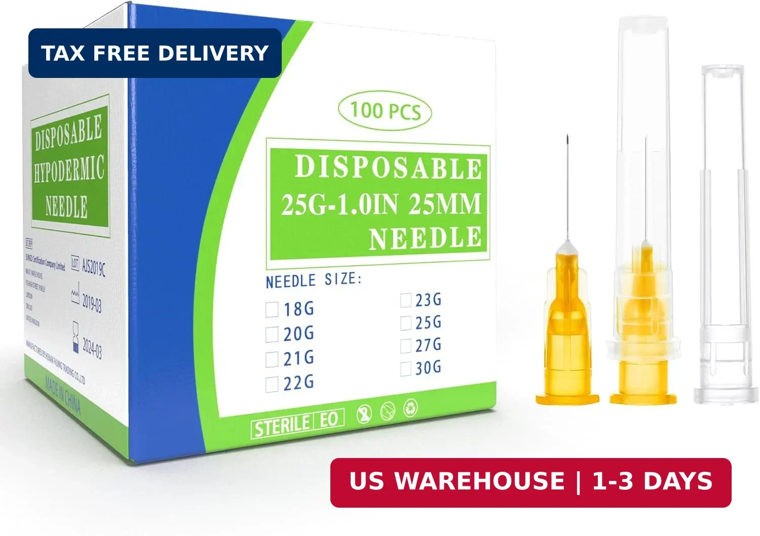 25G Luer Lock Needle 1 Inch Dispensing Tools, Disposable Individually Sterile Pa
