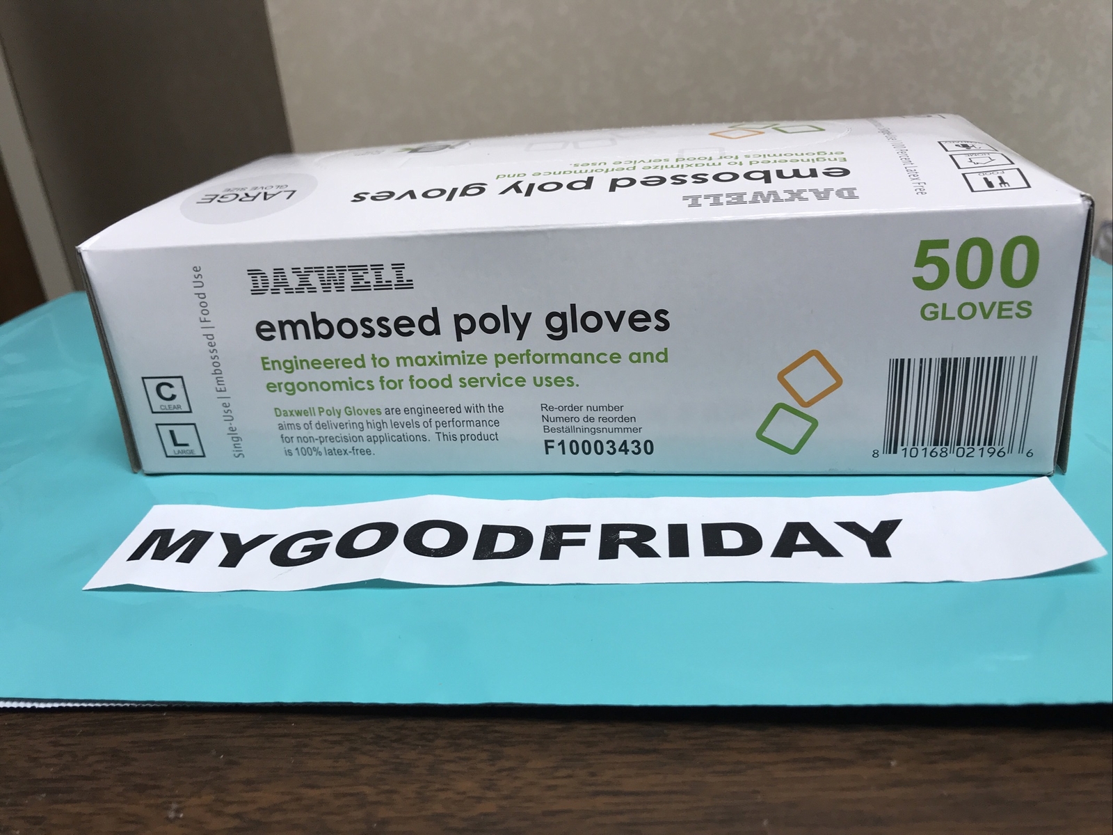Daxwell Poly Gloves, Embossed, Size Large, Box of 500, Clear