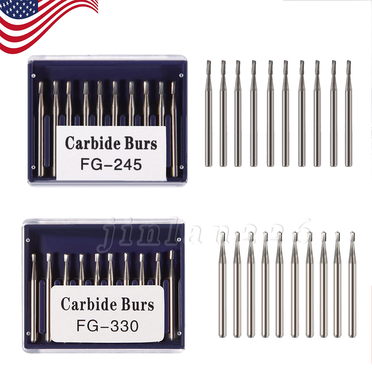 Dental Carbide Burs Tungsten Steel Bur FG #330 /FG #245 for High Speed Handpiece