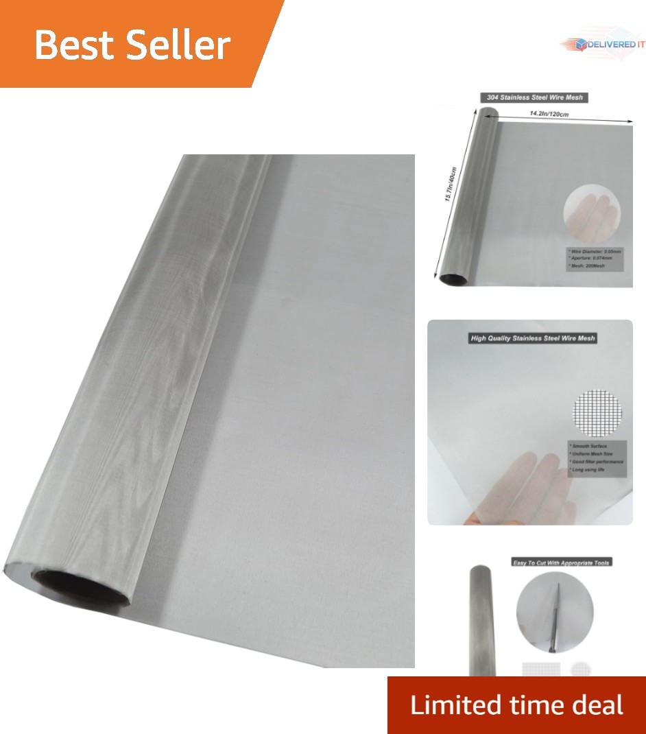 304 Stainless Steel Mesh 200Mesh 15.7×47.2in Fine Wire Screen Filter Mesh DIY
