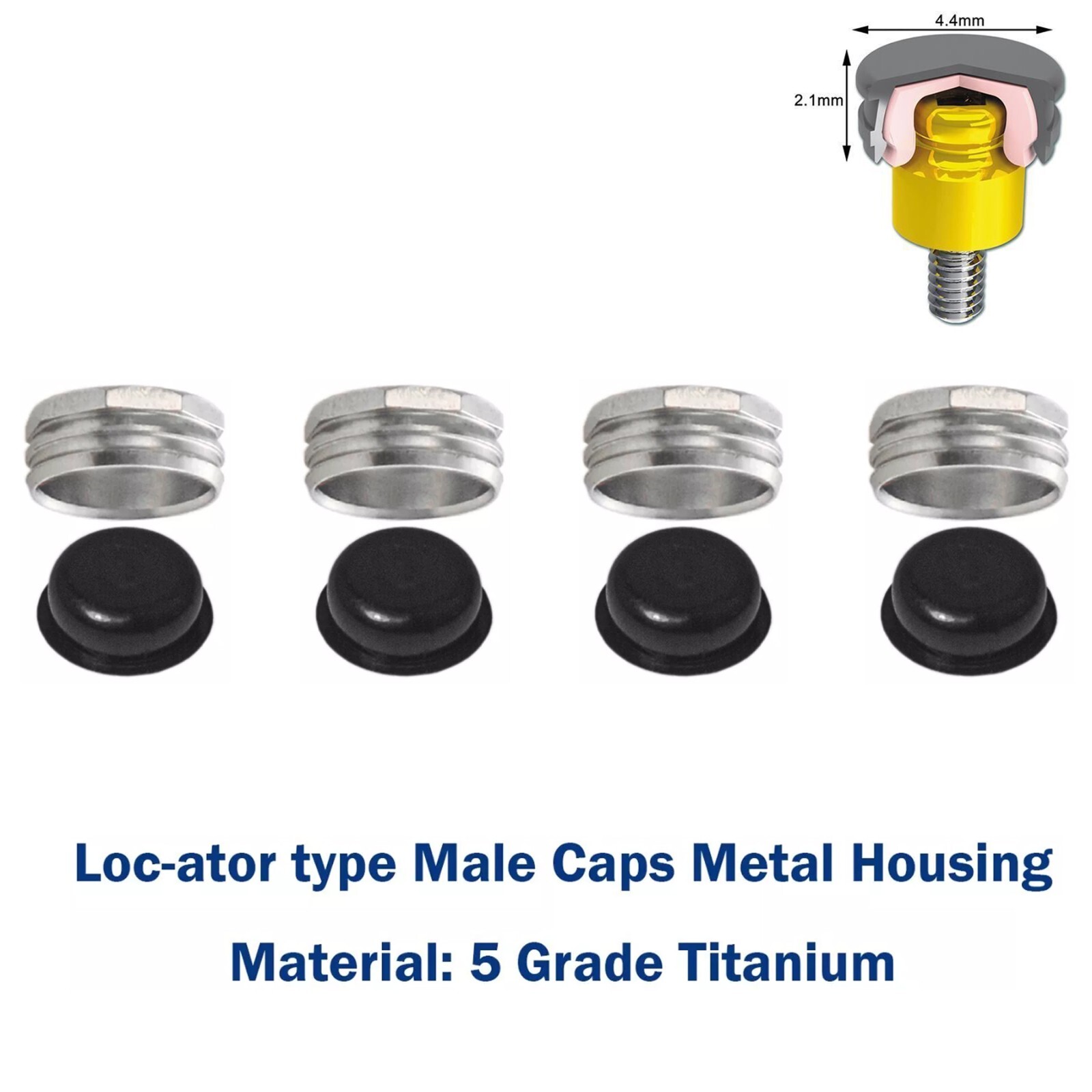 Implant Multi-Unit Locator Abutment ∅4.8mm& Male Caps fits Hiossen Nobel Active