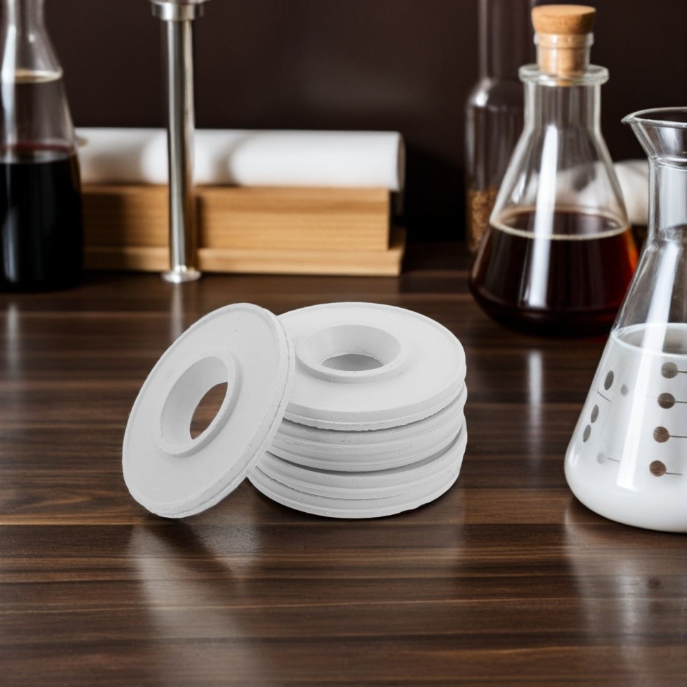 6Pcs White Laboratory Filter Pad for Funnel Vacuum Adapter and Rubber Flask Seal