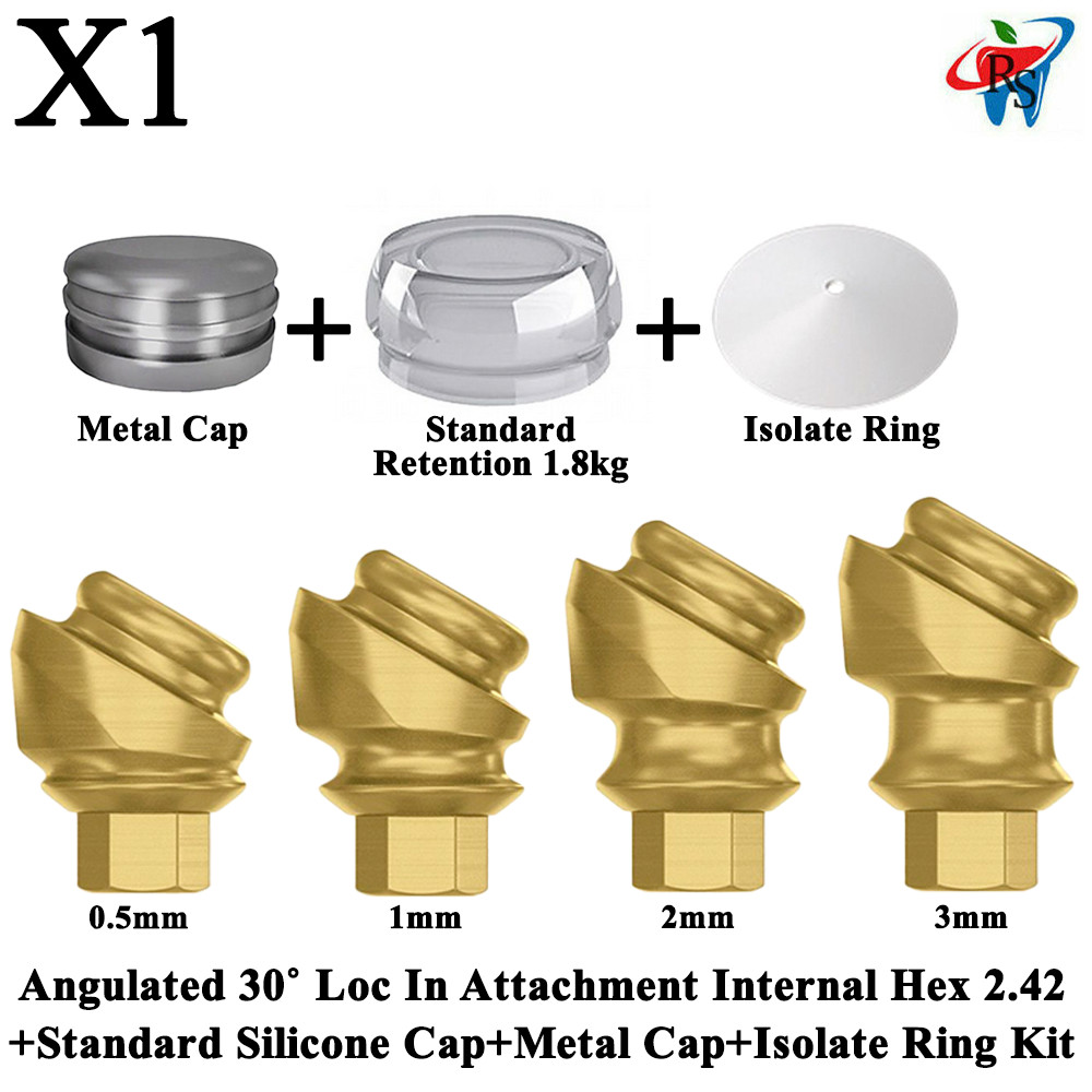 1x Kit Angulated 30˚ Loc In Attachment Internal Hex 2.42 Standard Cap Ring Dent