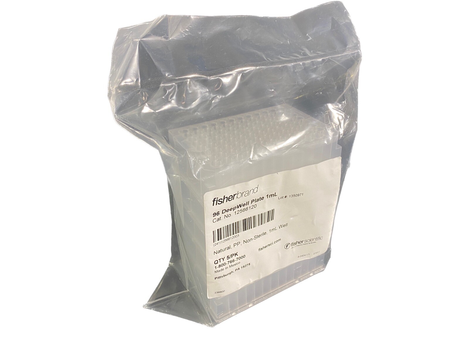 FISHERBRAND Polypropylene 1mL 96-Well DeepWell Plate 12566120 (5/pk)