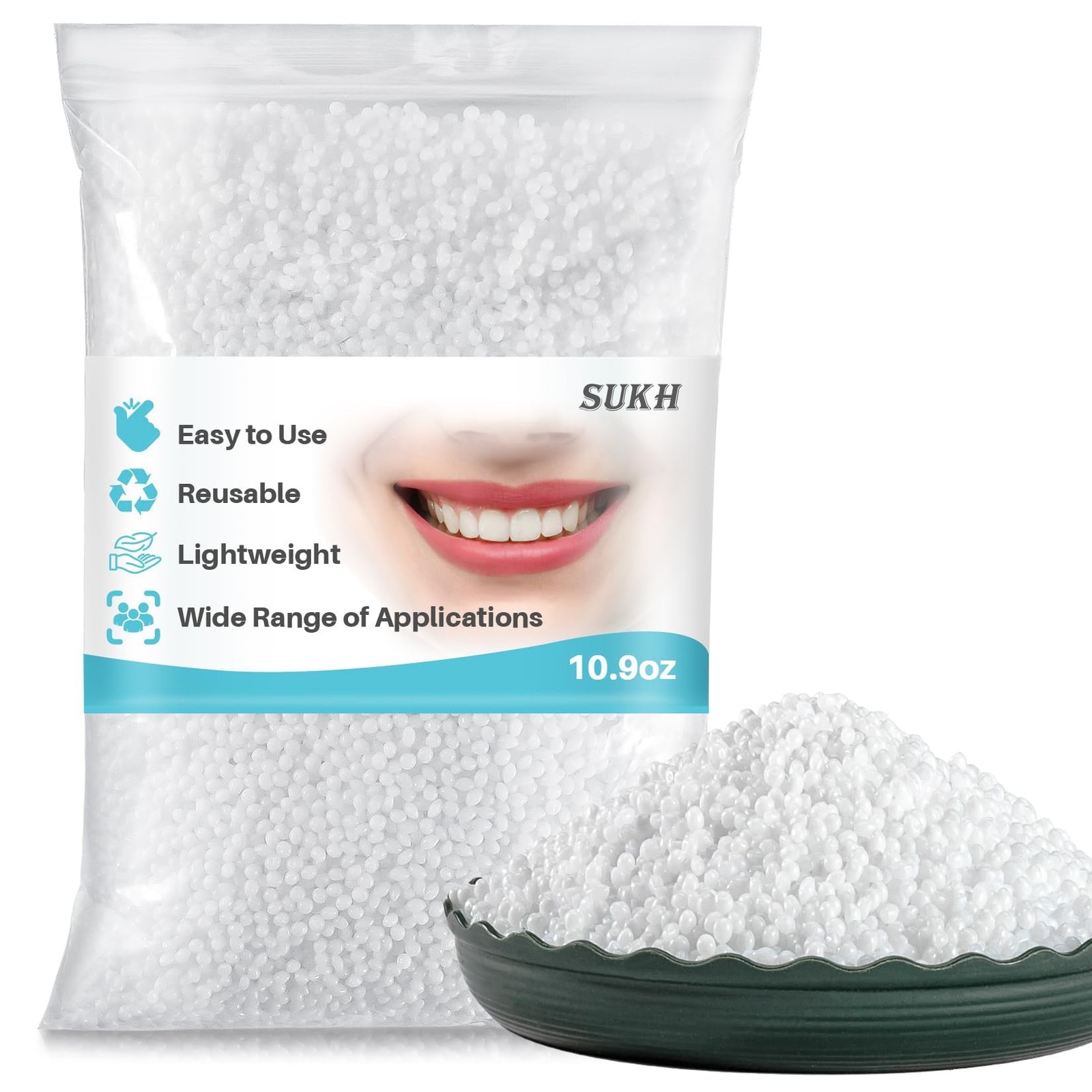 Sukh 10.9oz Moldable False Teeth Beads – Tooth Repair Kit,Repair Small, White