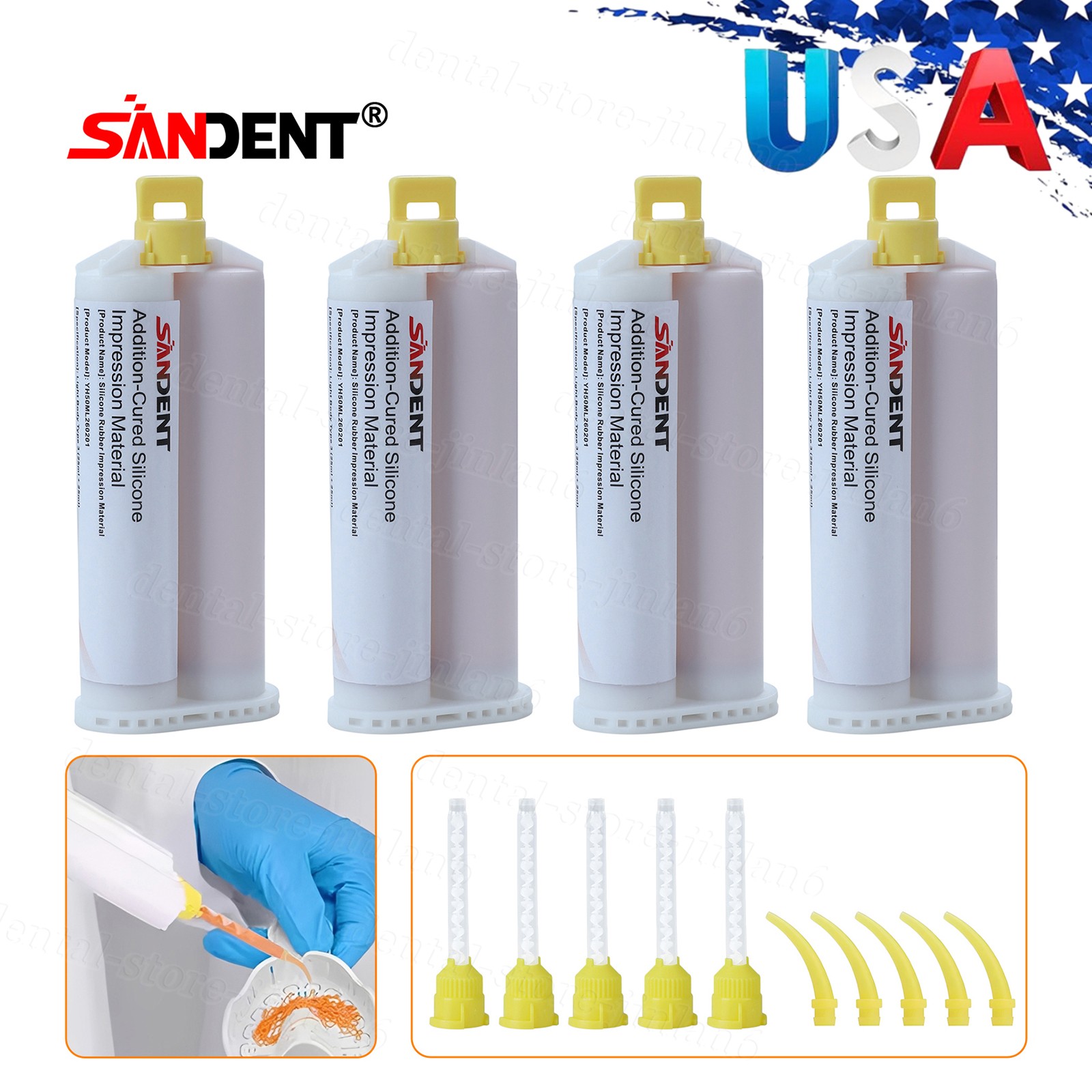 4 X 50ML Dental Impression Material FAST Set Unflavored Cartridges